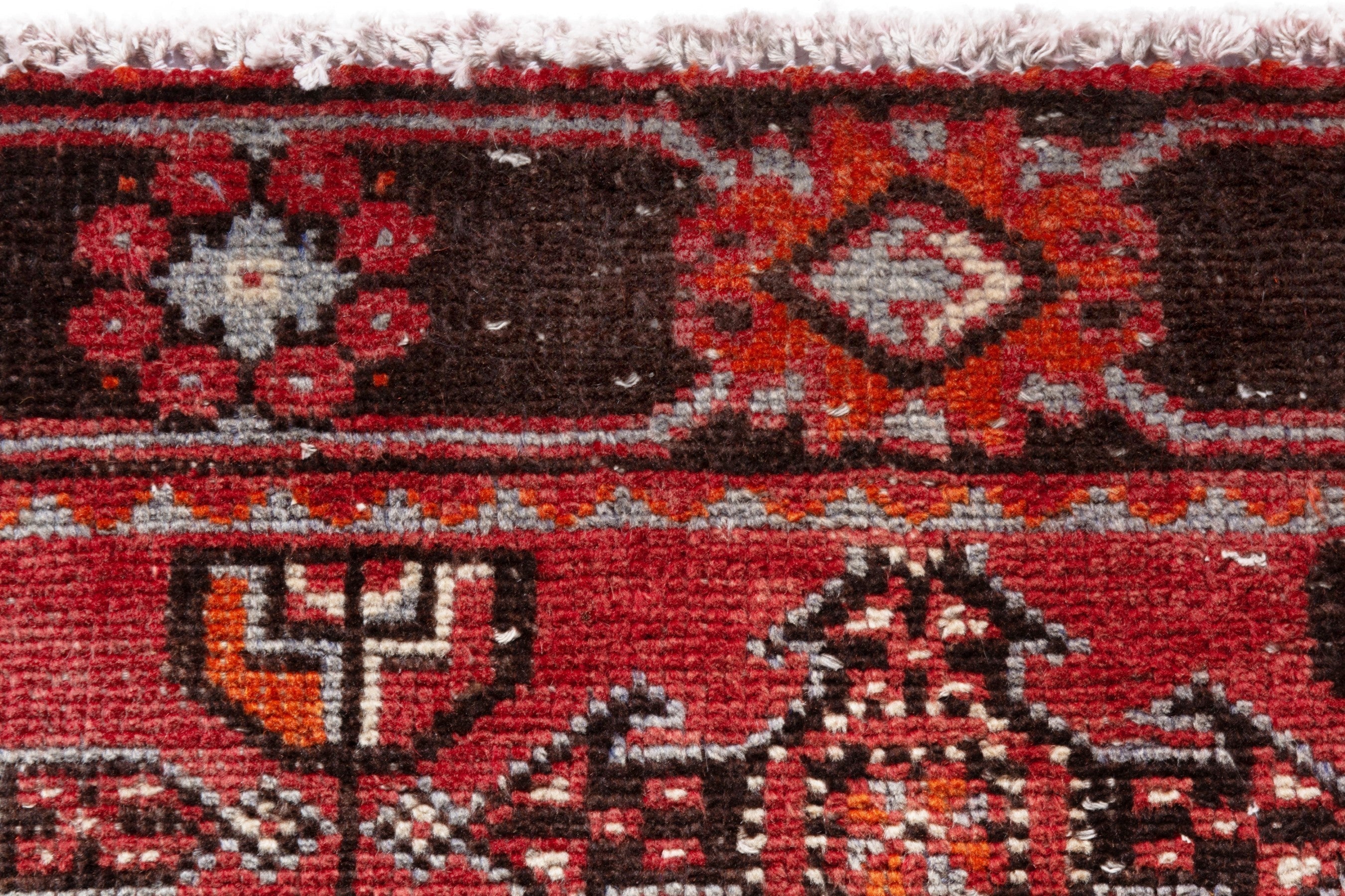 Persian Ferdos runner rug in deep red and burgundy, view 14 of 20