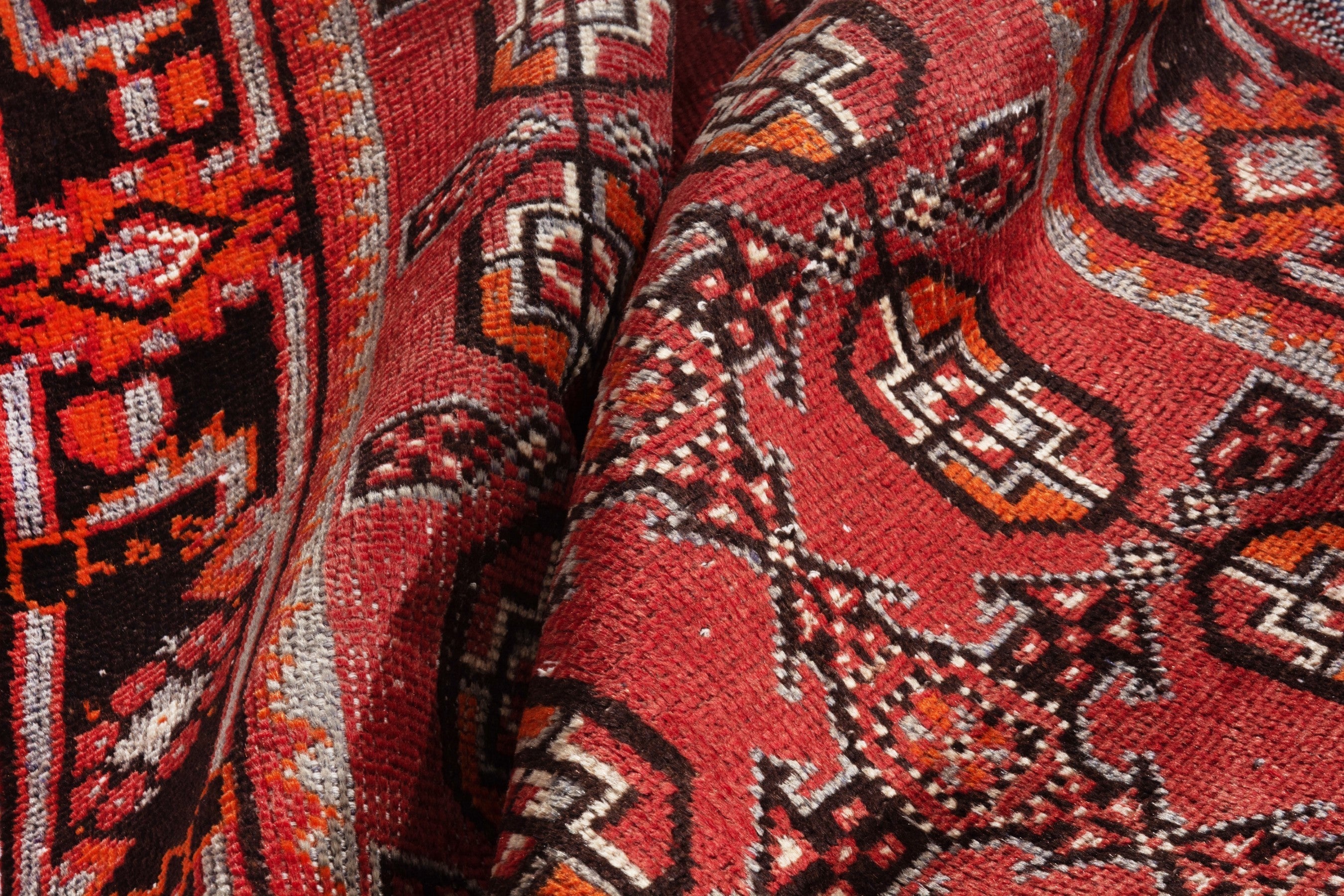 Persian Ferdos runner rug in deep red and burgundy, view 19 of 20