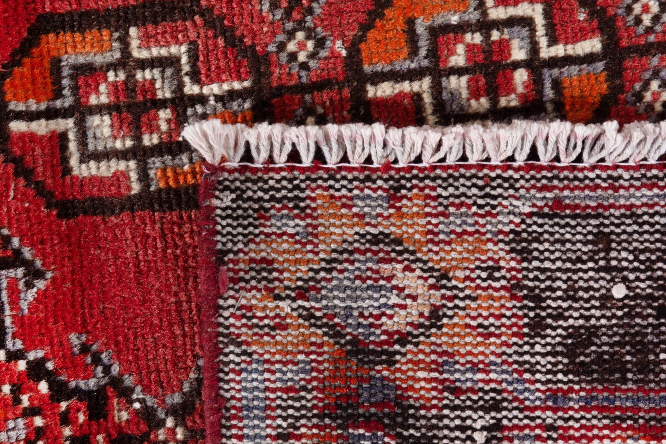 Persian Ferdos runner rug in deep red and burgundy, view 20 of 20