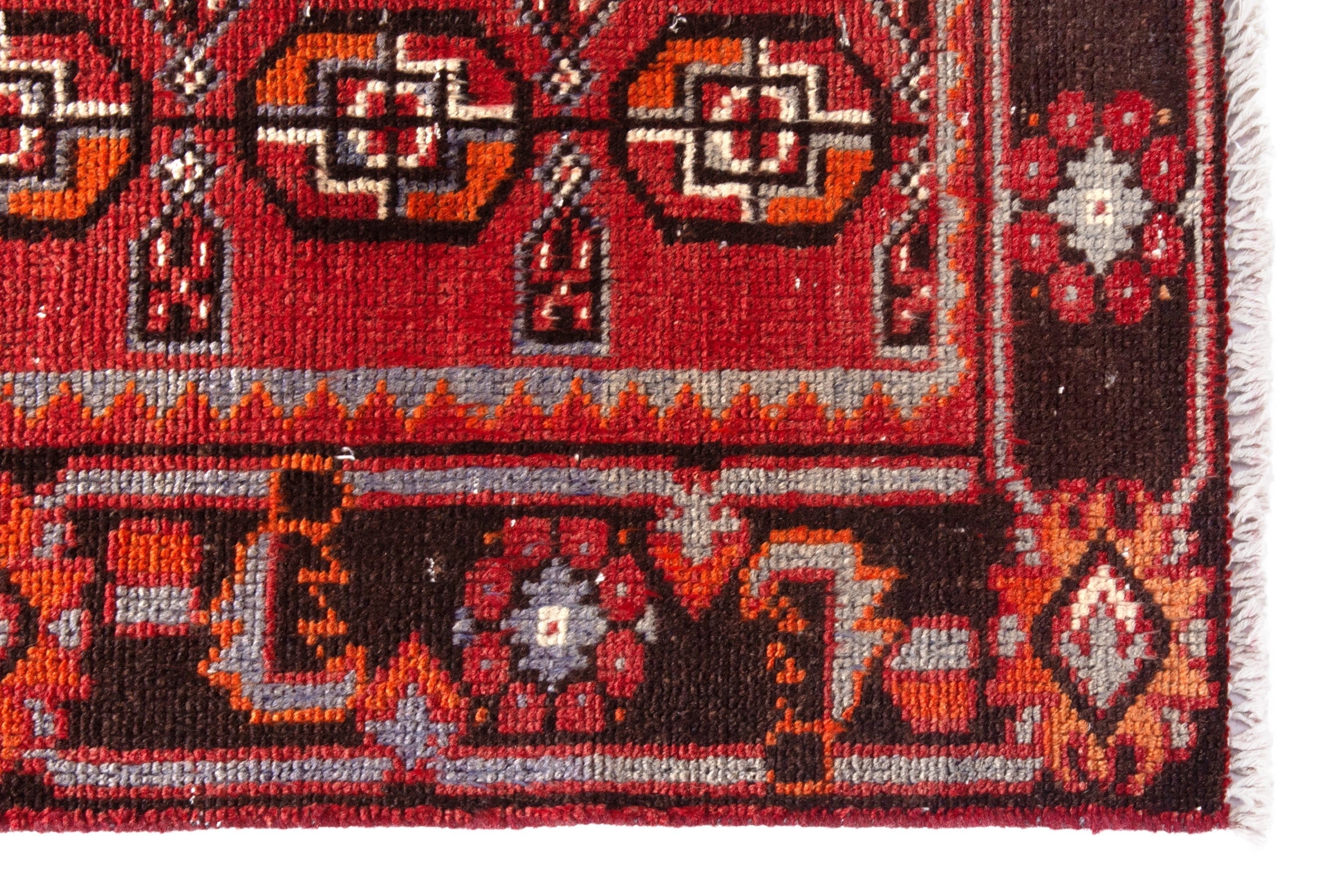 Persian Ferdos runner rug in deep red and burgundy, view 5 of 20