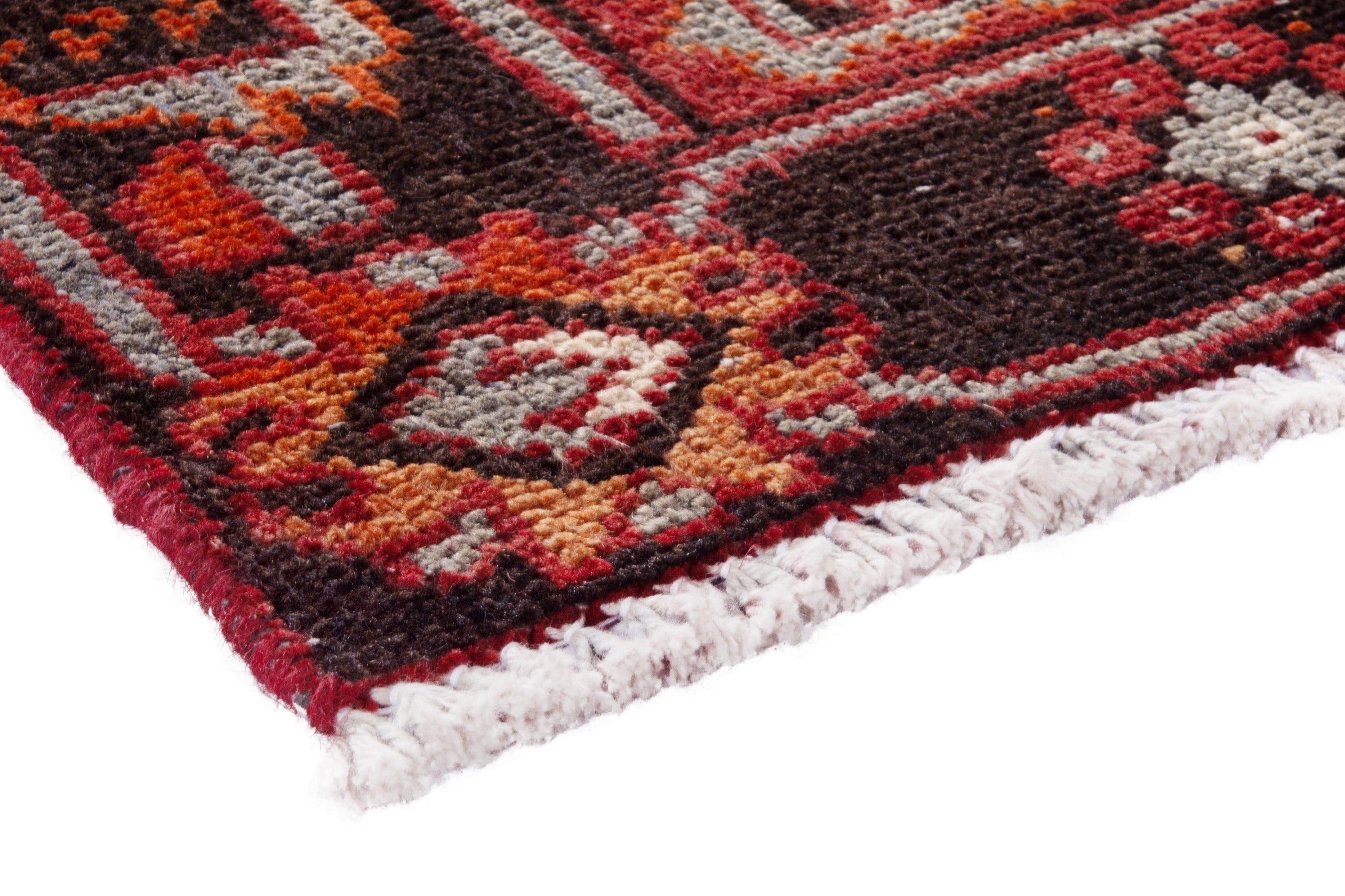Persian Ferdos runner rug in deep red and burgundy, view 4 of 20