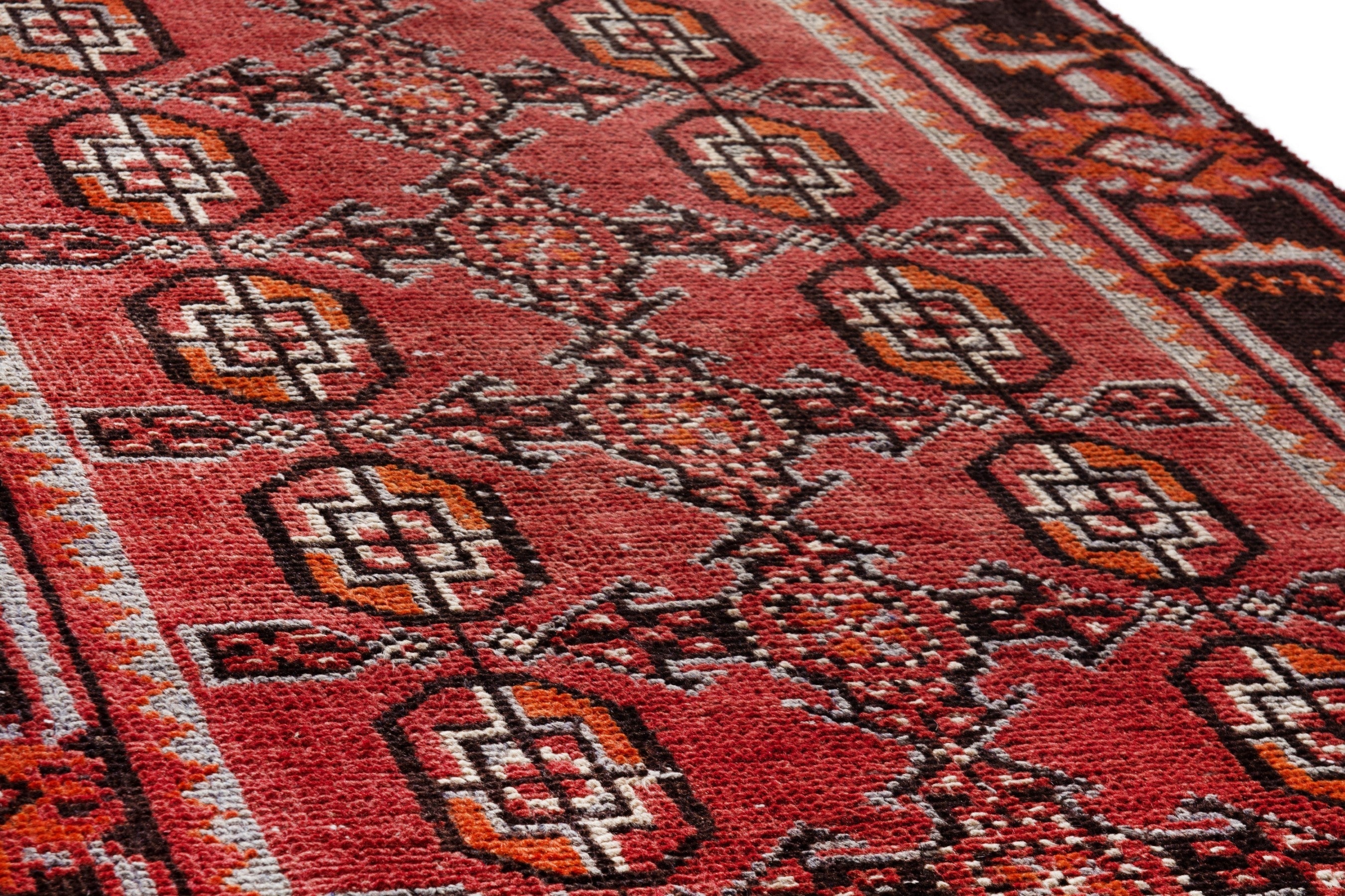 Persian Ferdos runner rug in deep red and burgundy, view 9 of 20