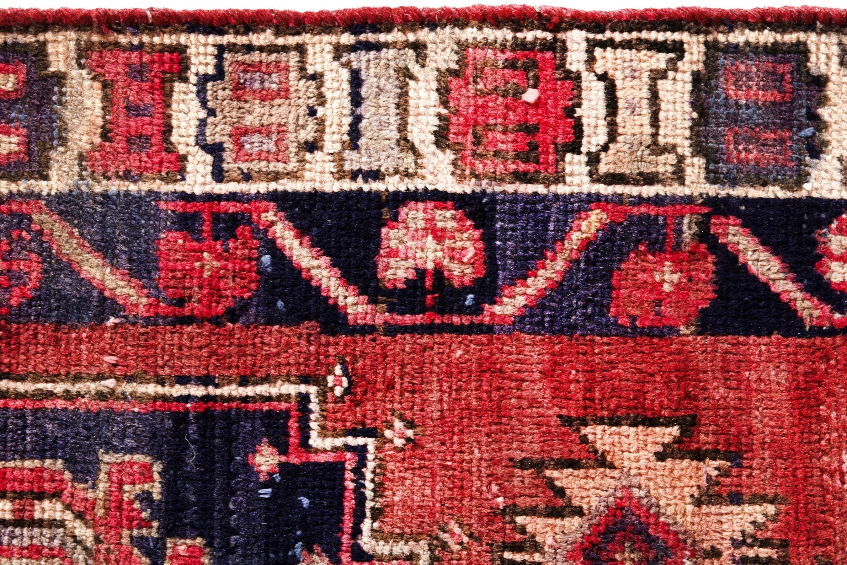 Persian Azerbaijan runner rug in deep red and cream, view 12 of 18