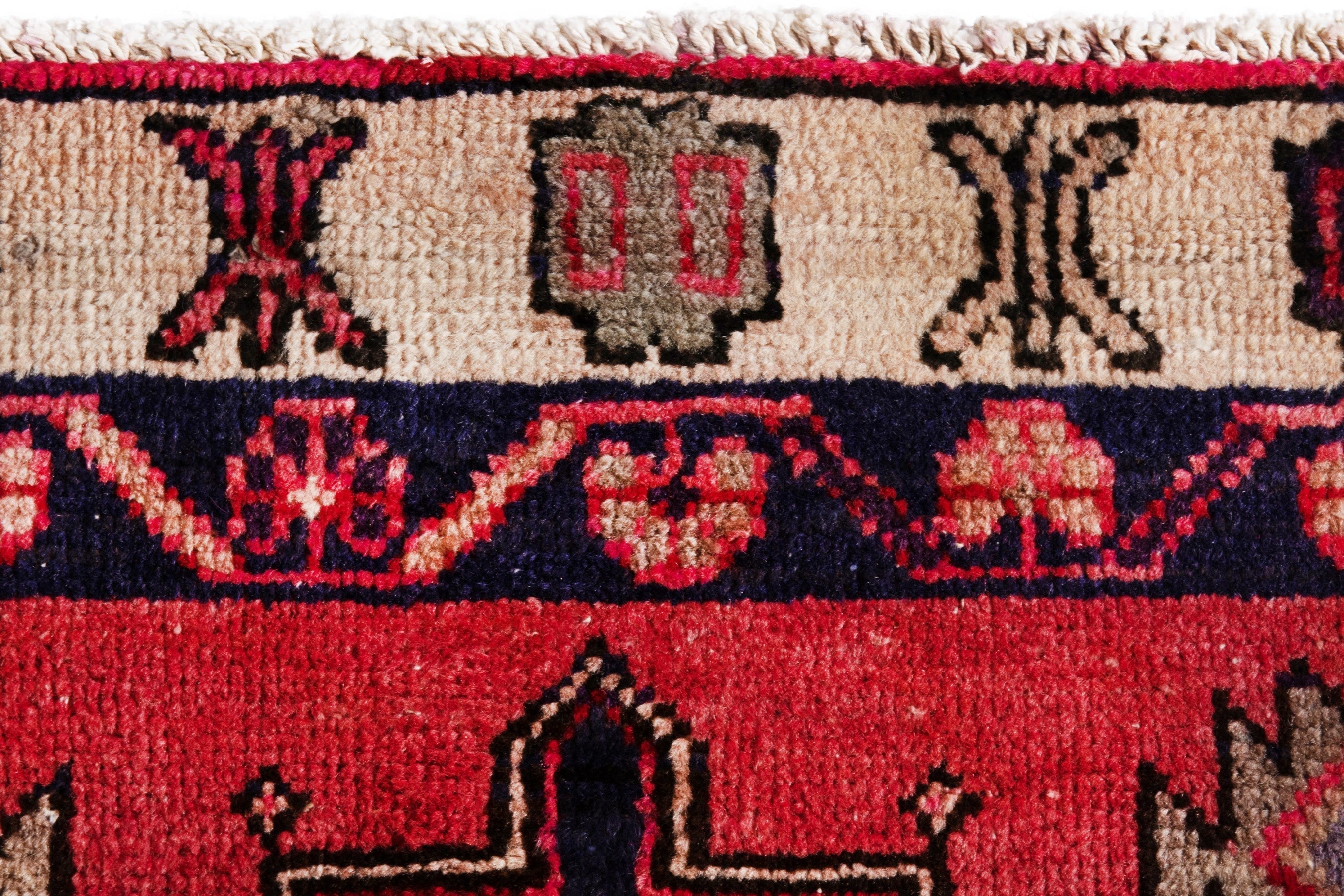Persian Azerbaijan runner rug in deep red and cream, view 14 of 18
