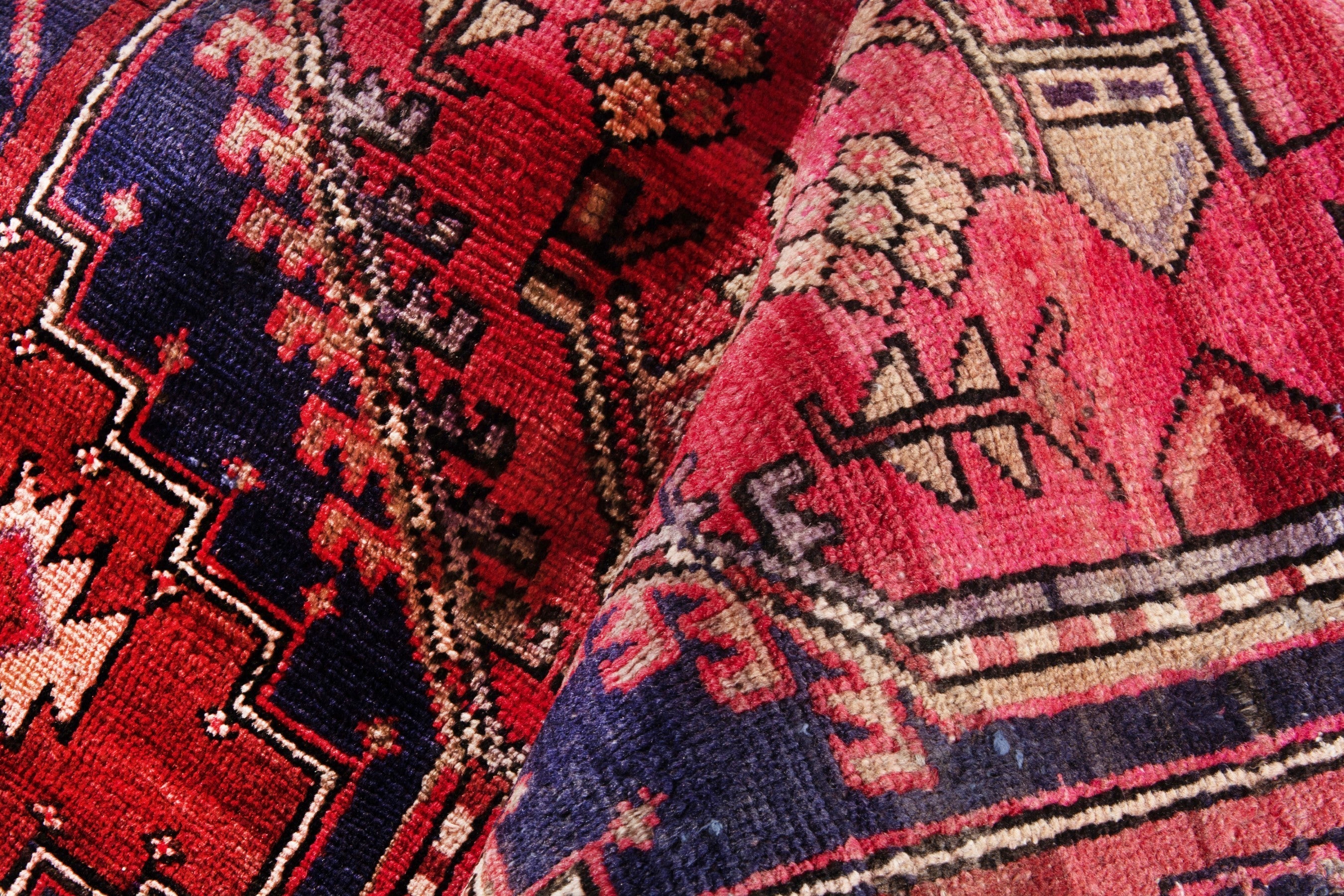 Persian Azerbaijan runner rug in deep red and cream, view 15 of 18