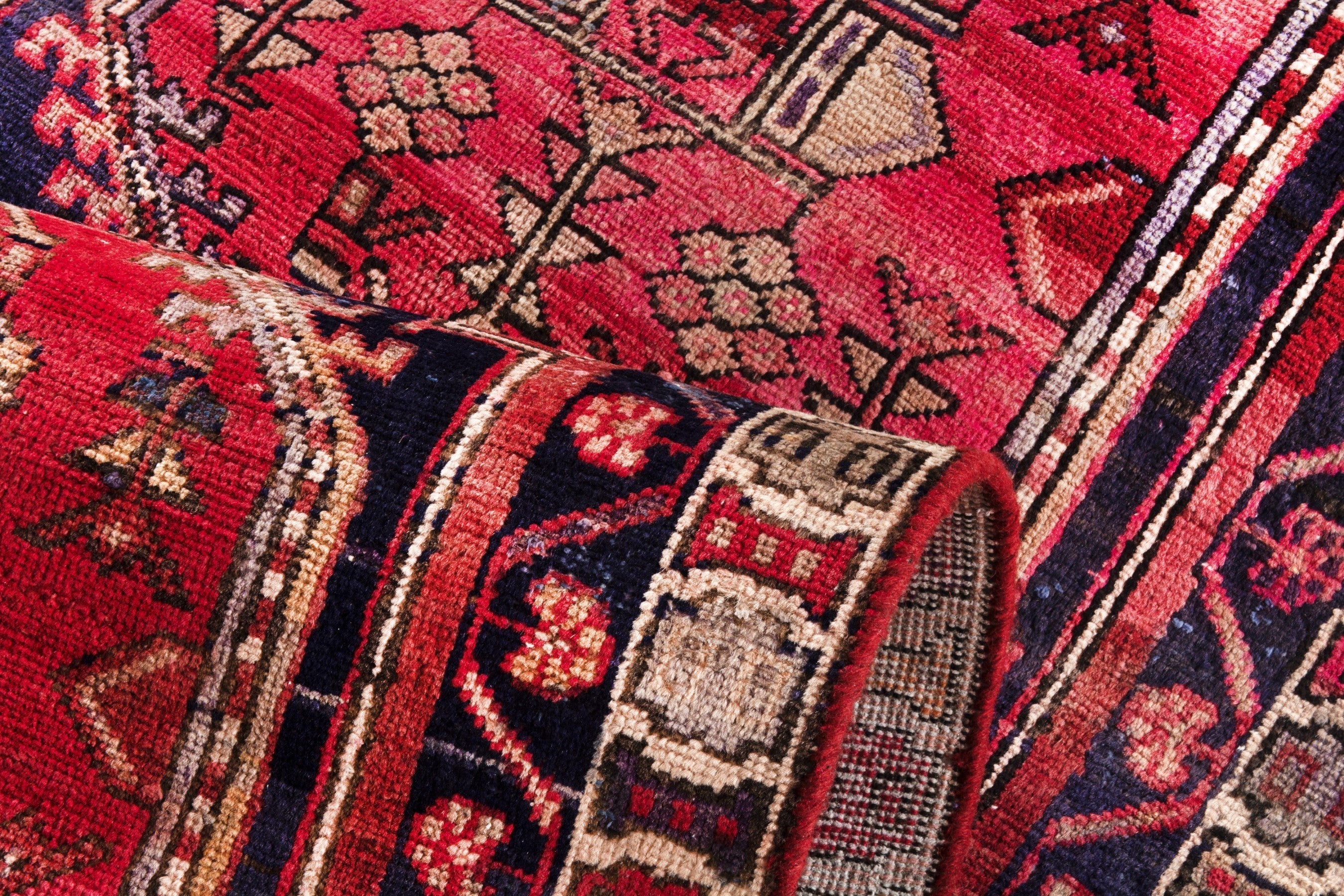 Persian Azerbaijan runner rug in deep red and cream, view 16 of 18