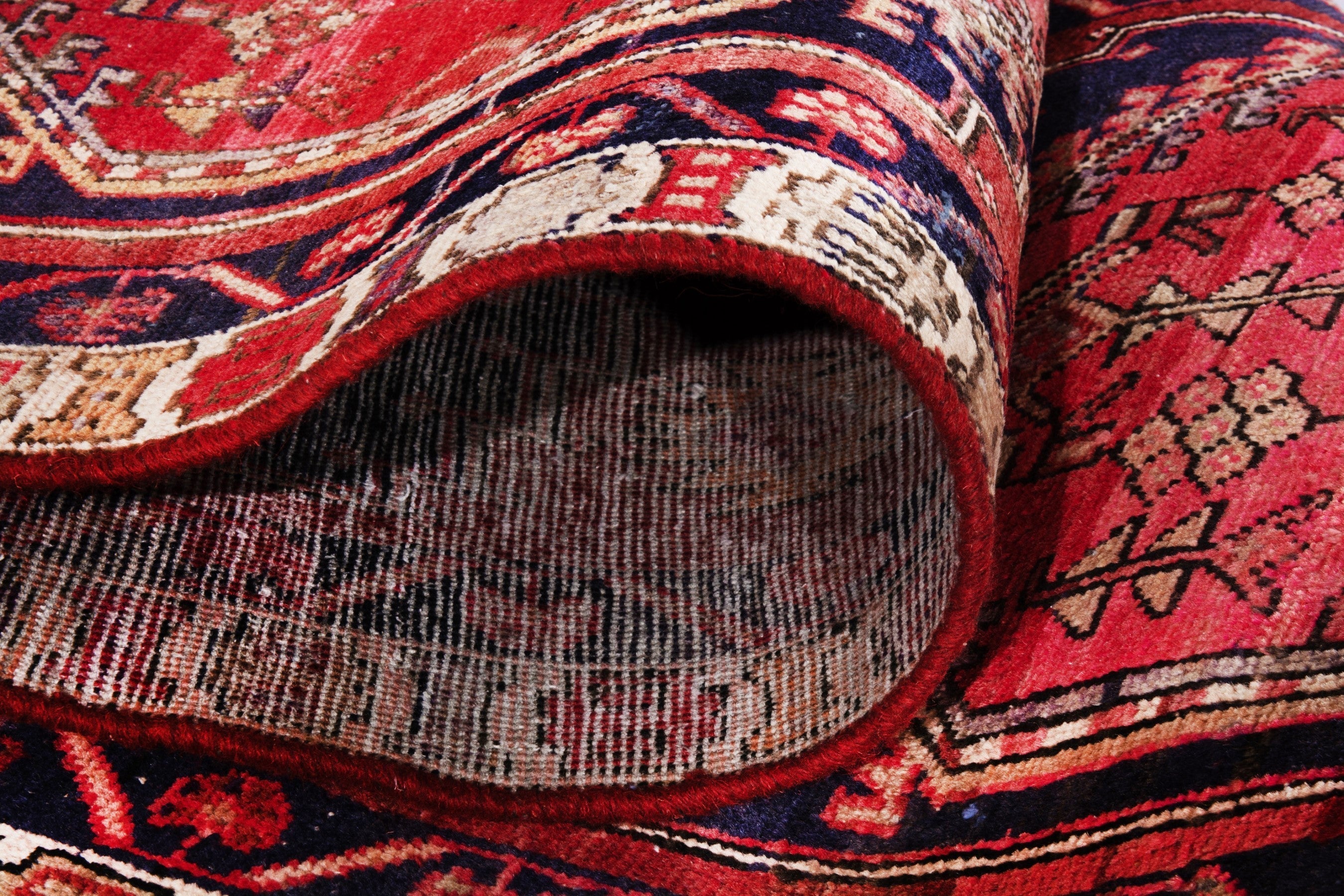 Persian Azerbaijan runner rug in deep red and cream, view 17 of 18