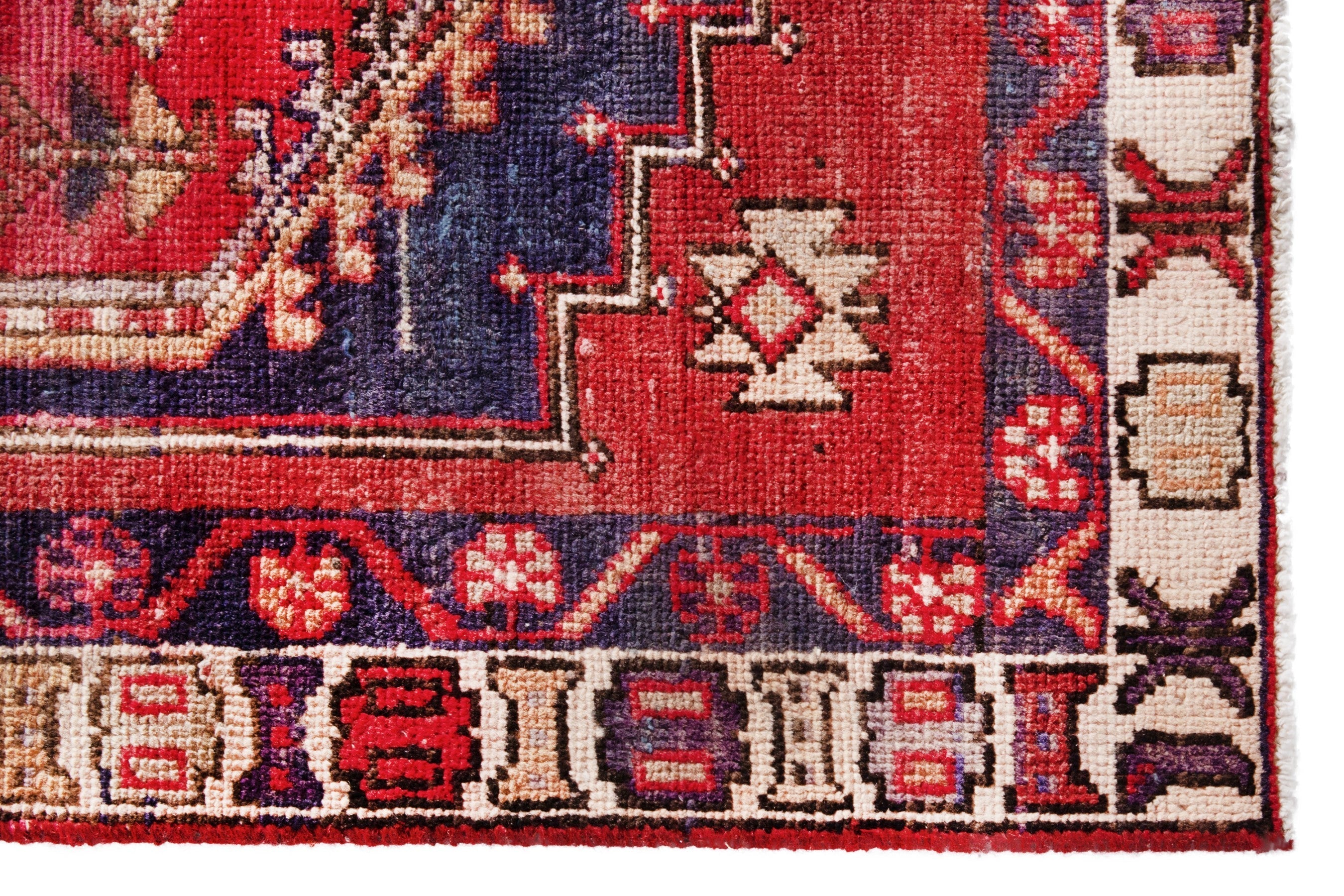 Persian Azerbaijan runner rug in deep red and cream, view 5 of 18