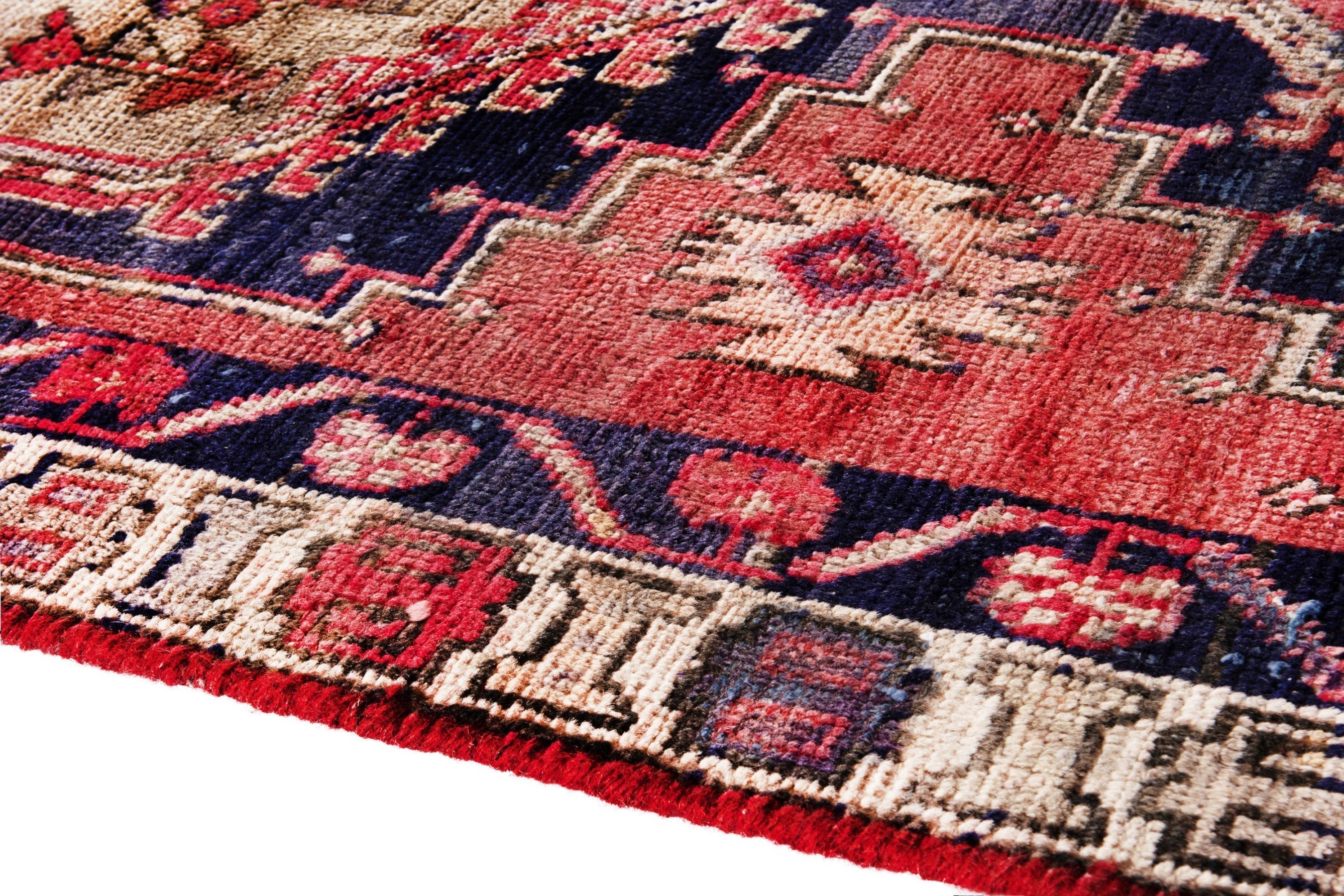 Persian Azerbaijan runner rug in deep red and cream, view 8 of 18