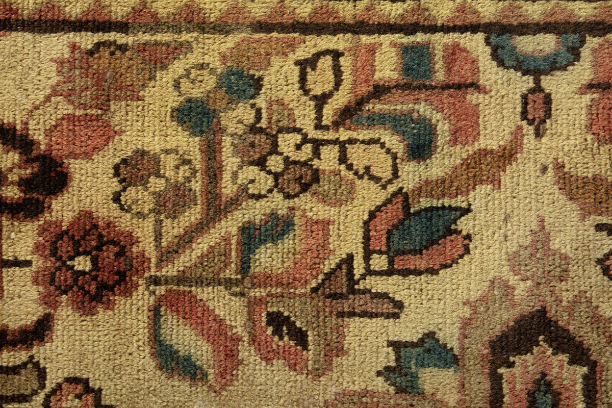 Turkish Anatolian area rug in tan and dark brown, view 4 of 19