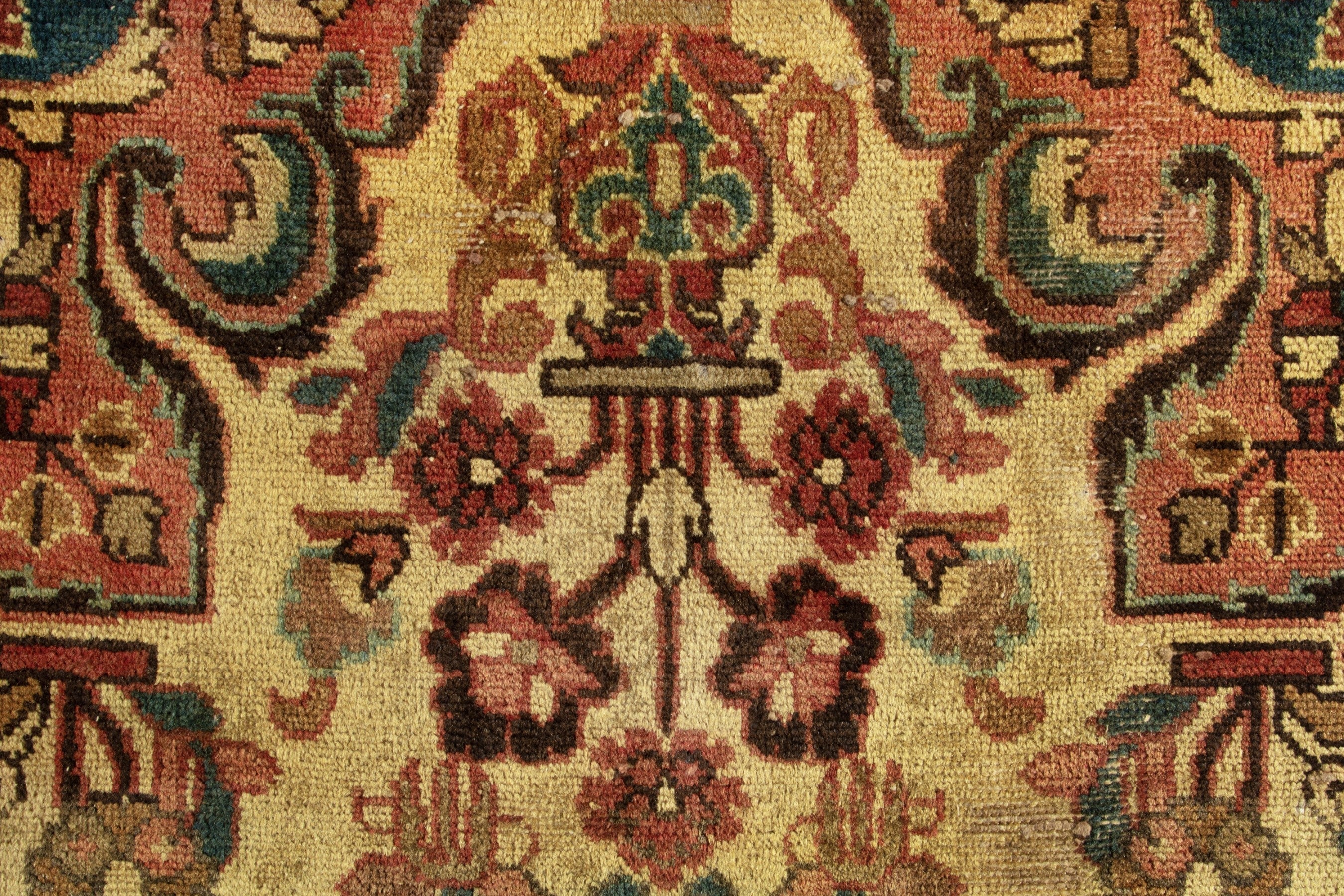 Turkish Anatolian area rug in tan and dark brown, view 12 of 18