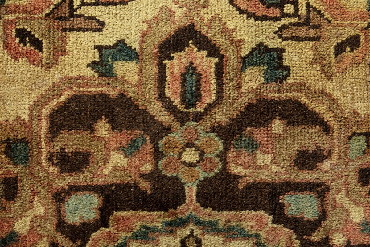 Turkish Anatolian area rug in tan and dark brown, view 7 of 19