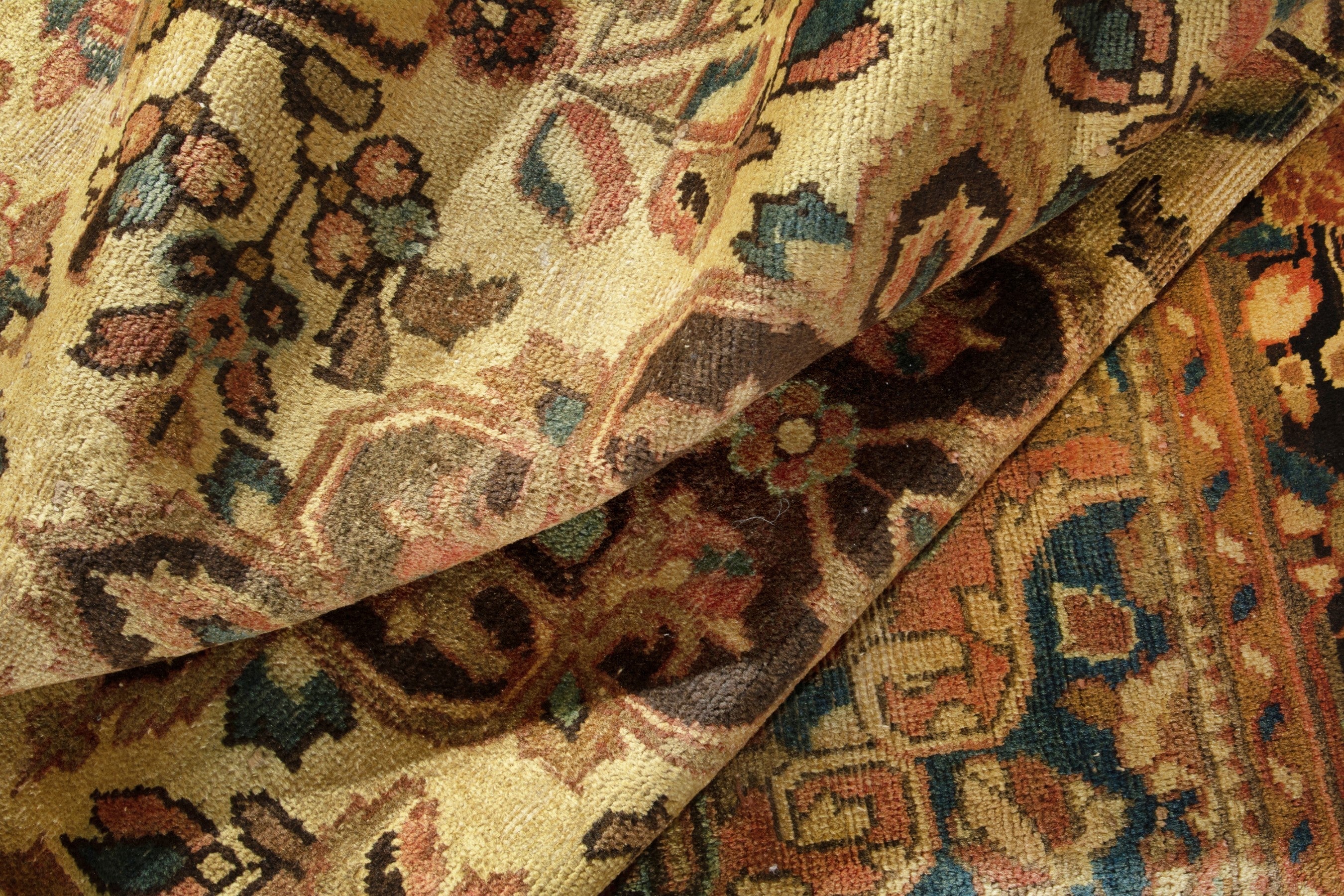Turkish Anatolian area rug in tan and dark brown, view 15 of 18
