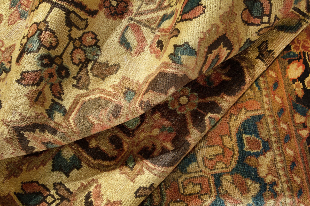 Turkish Anatolian area rug in tan and dark brown, view 8 of 19