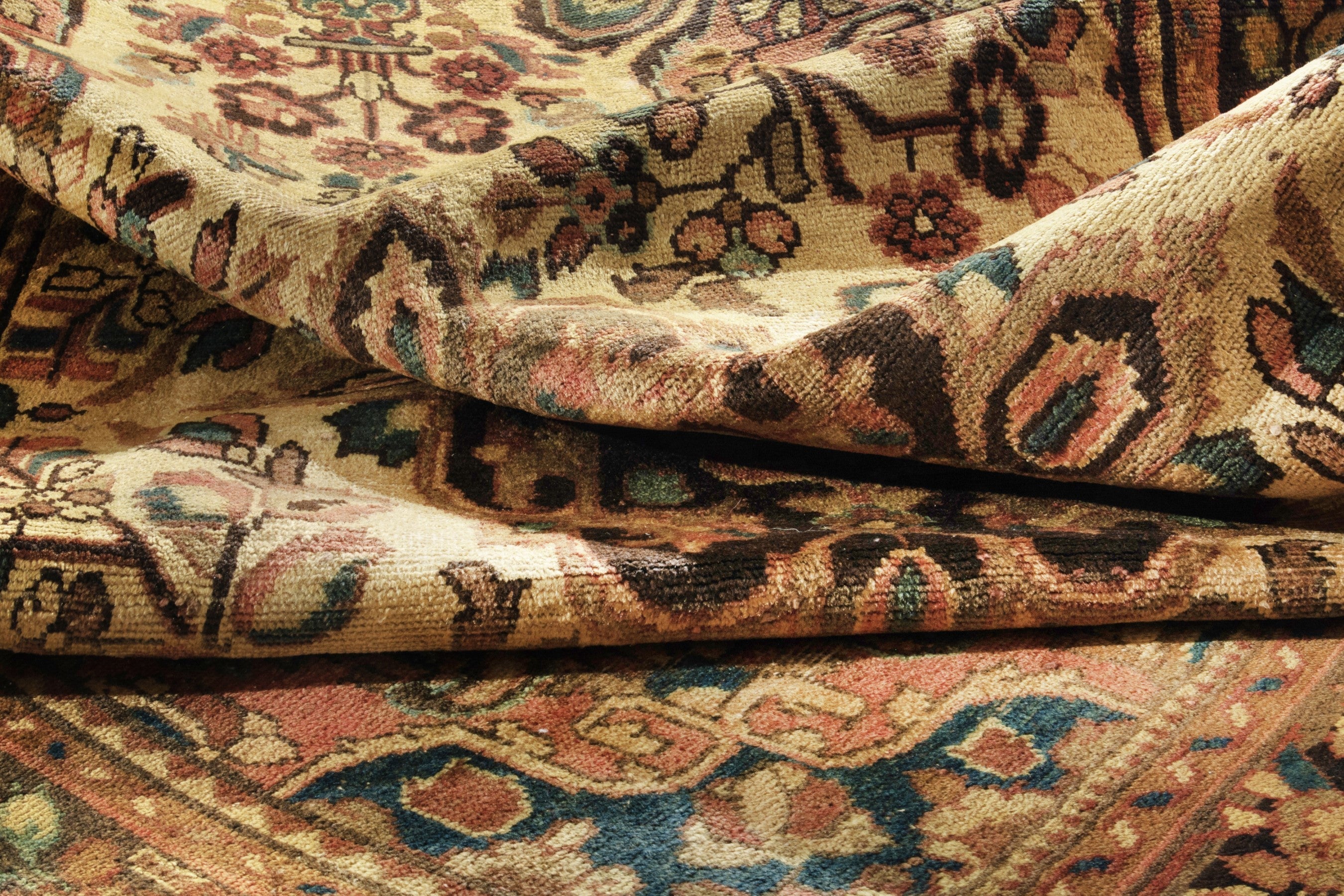 Turkish Anatolian area rug in tan and dark brown, view 16 of 18