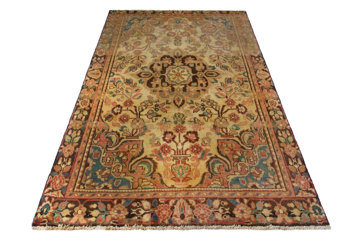 Turkish Anatolian area rug in tan and dark brown, view 13 of 19