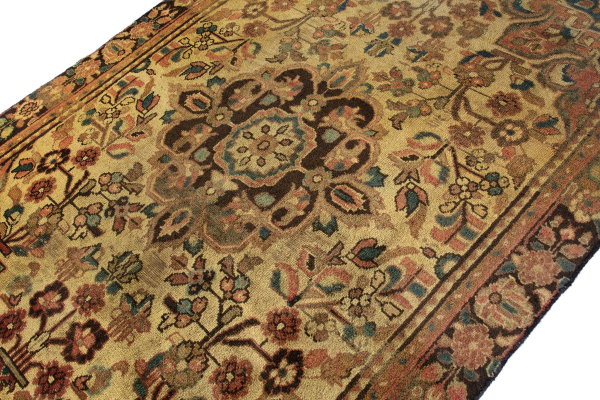 Turkish Anatolian area rug in tan and dark brown, view 14 of 19