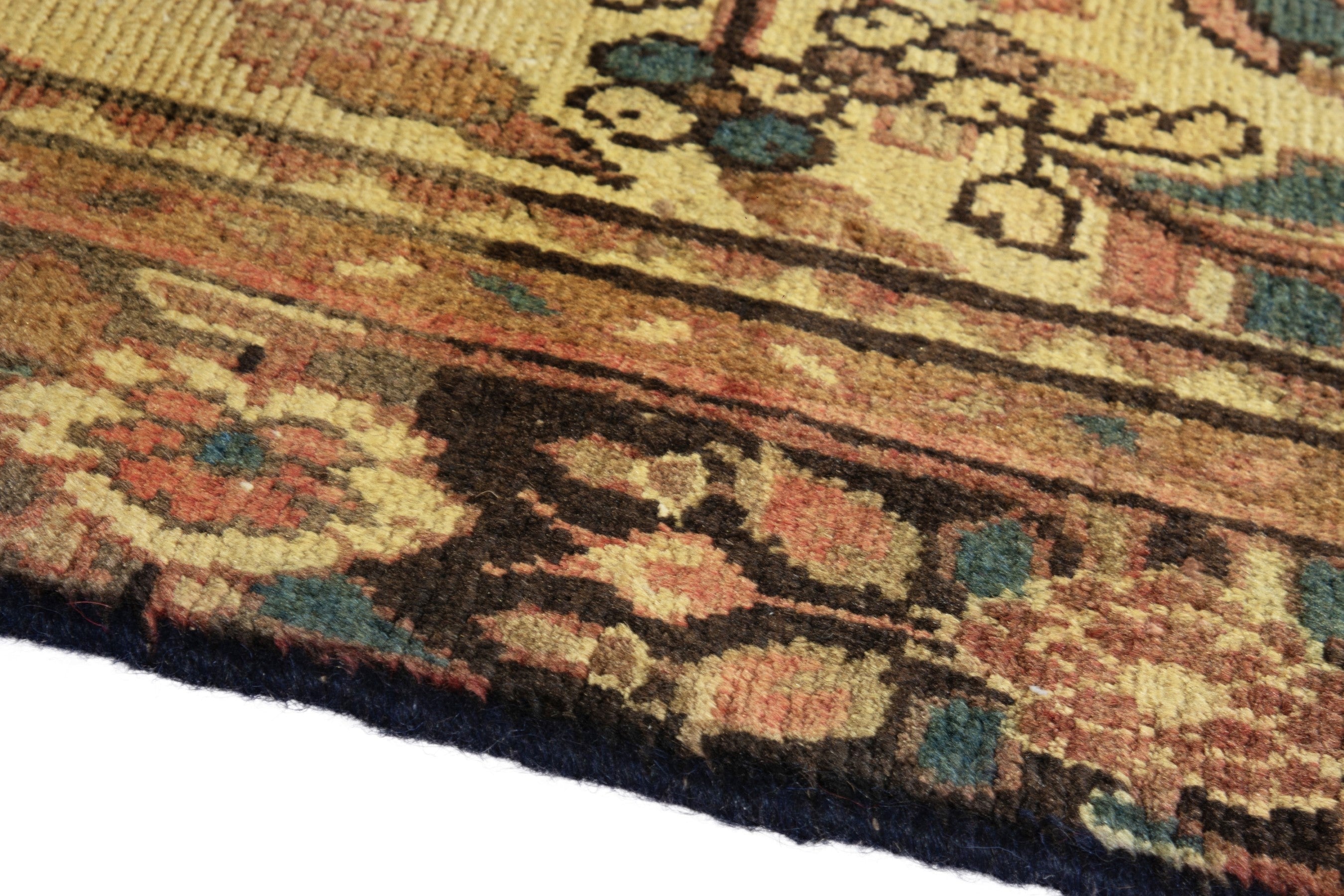 Turkish Anatolian area rug in tan and dark brown, view 8 of 18