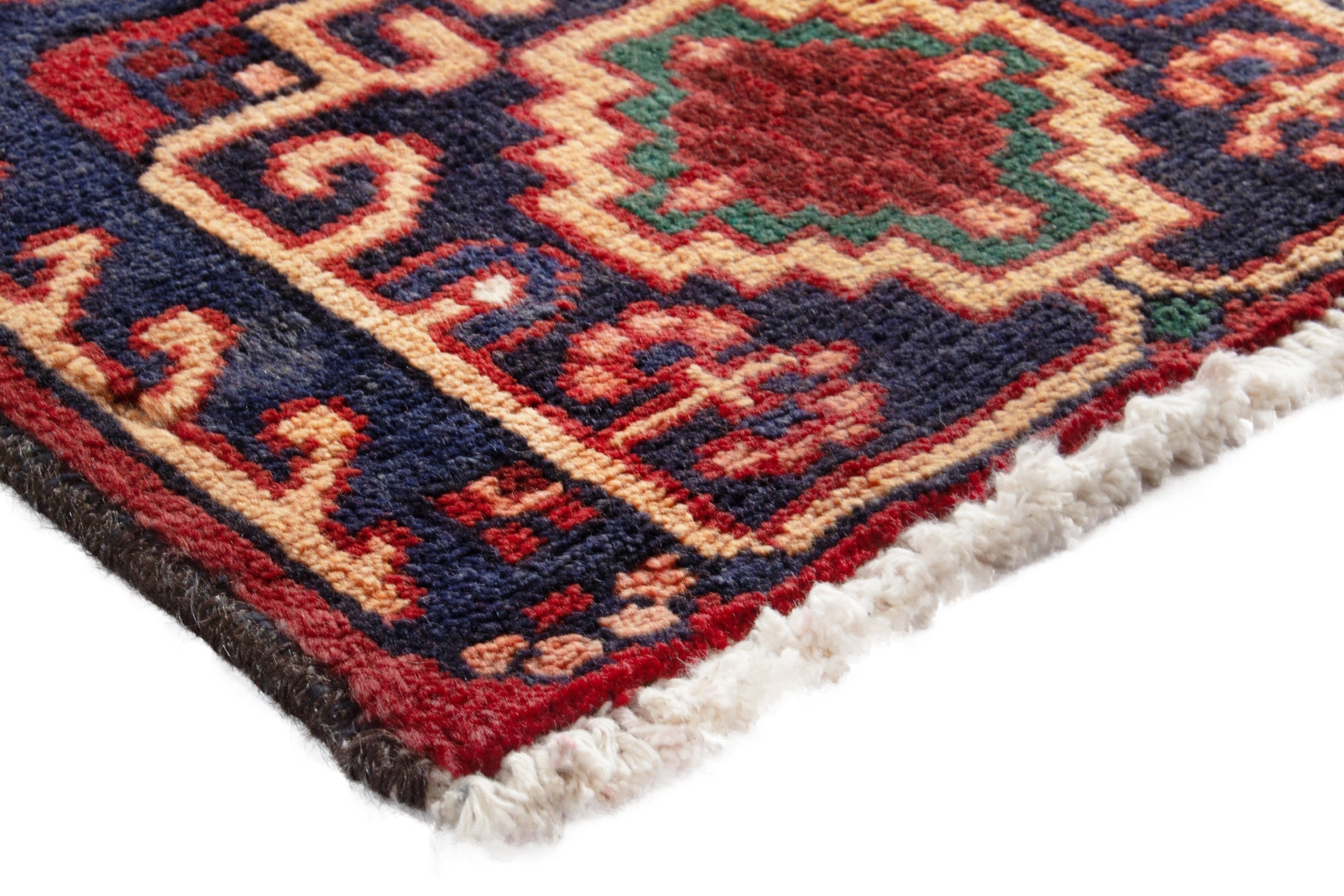 Persian Ferdos area rug in deep red and navy, view 4 of 17