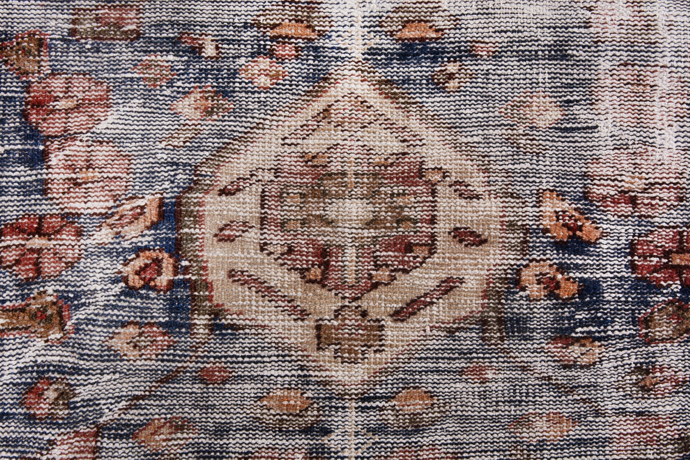 Persian Hamedan accent rug in faded red and cream, view 12 of 18