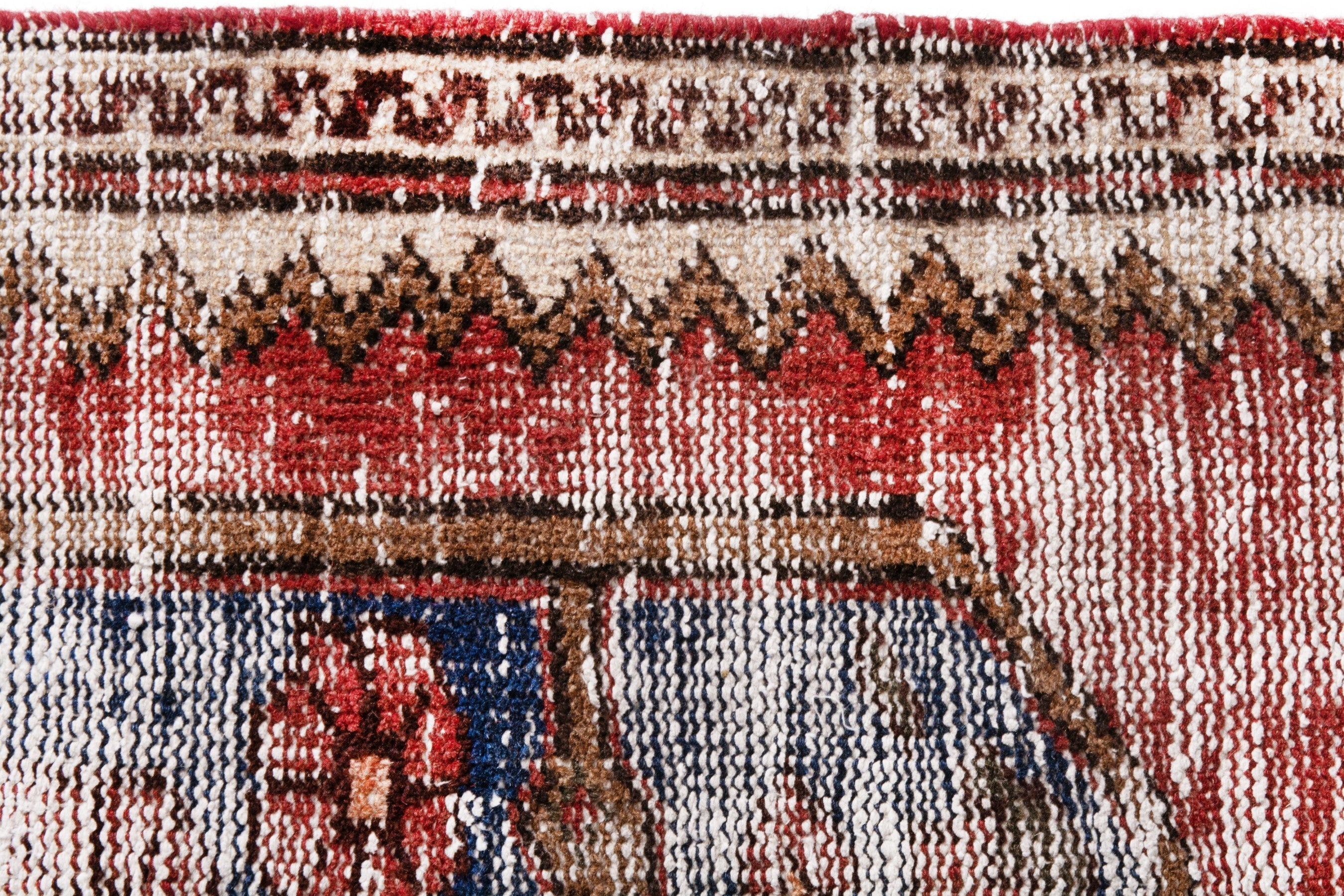 Persian Hamedan accent rug in faded red and cream, view 13 of 18