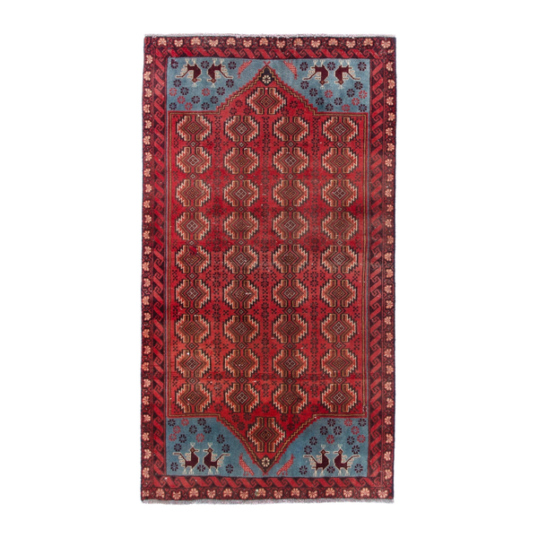 Persian Torkaman accent rug in deep red and faded red, 3'3" x 6'