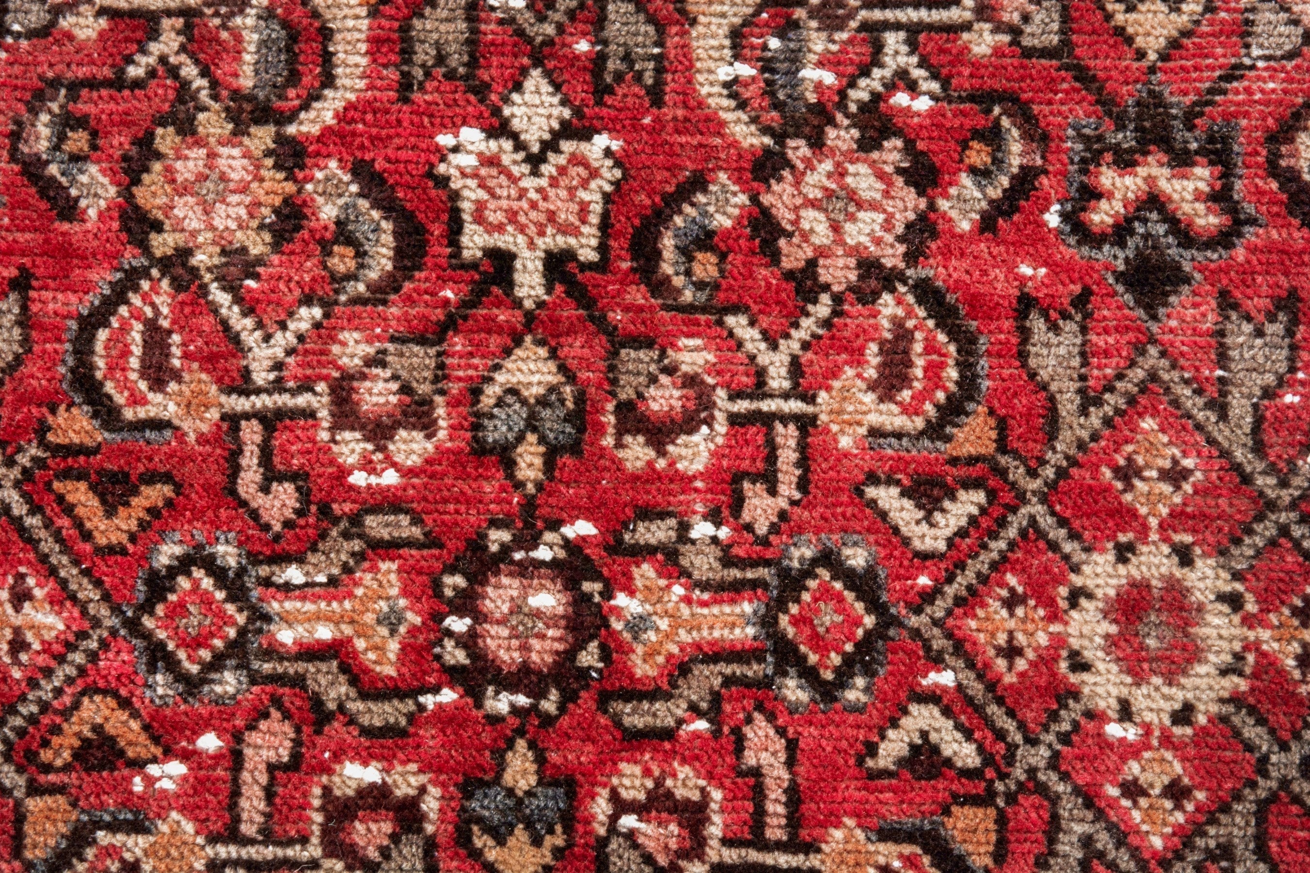 Persian Hosseinabad area rug in deep red and cream, view 11 of 20