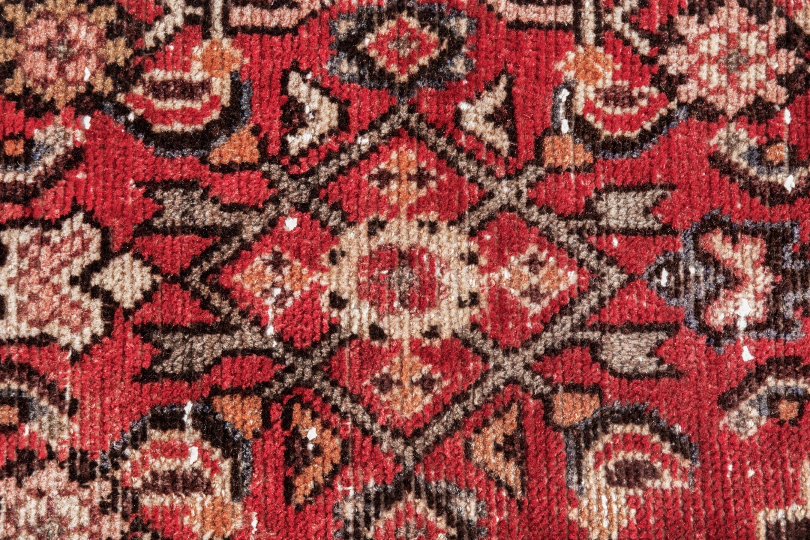 Persian Hosseinabad area rug in deep red and cream, view 12 of 20