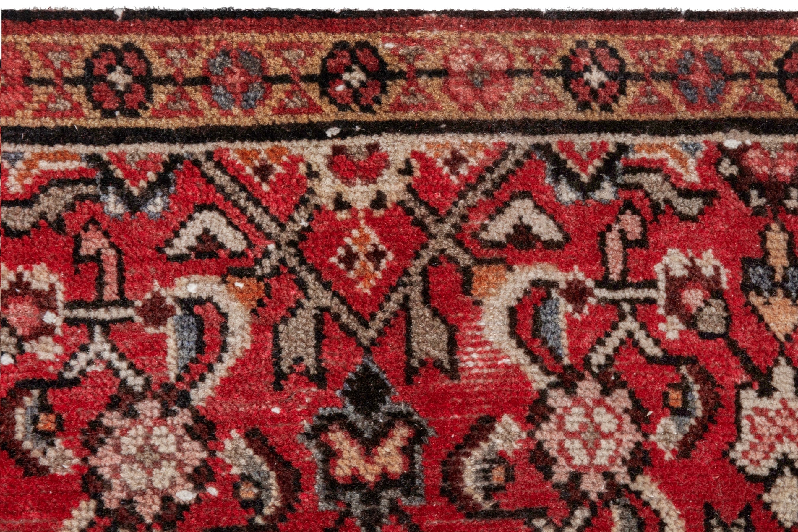 Persian Hosseinabad area rug in deep red and cream, view 14 of 20