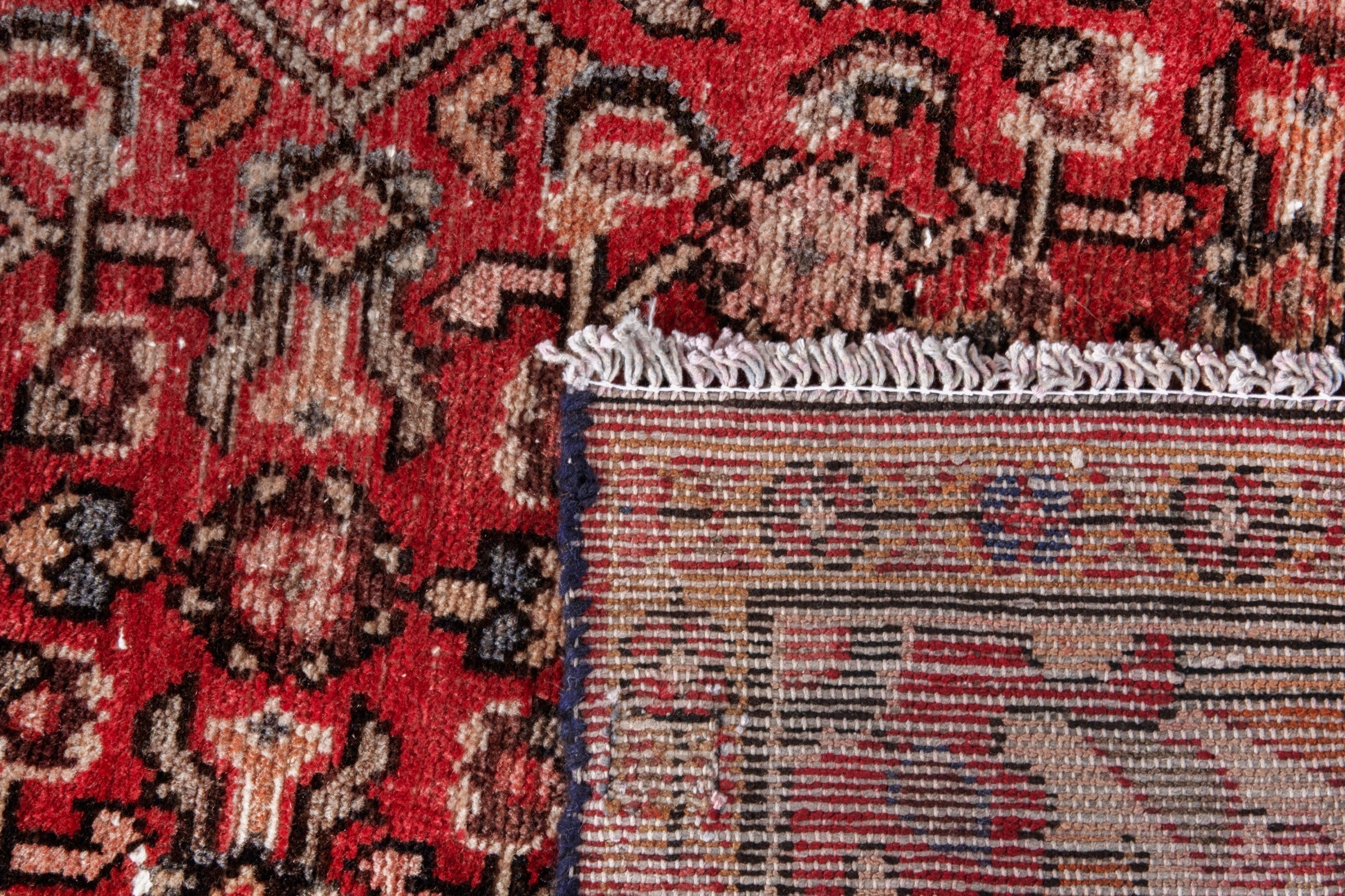 Persian Hosseinabad area rug in deep red and cream, view 20 of 20