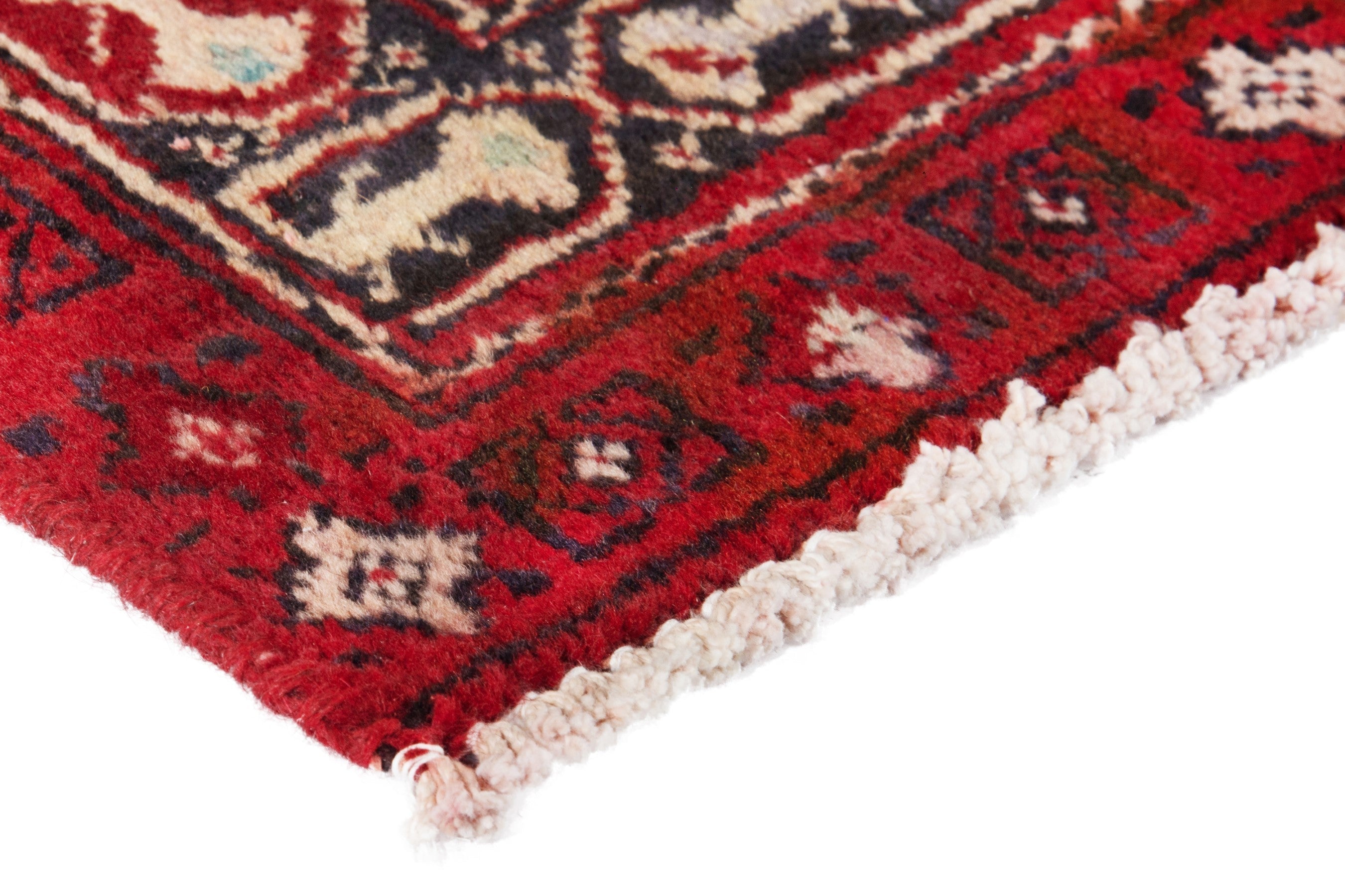 Persian Torkaman accent rug in deep red and cream, view 4 of 17