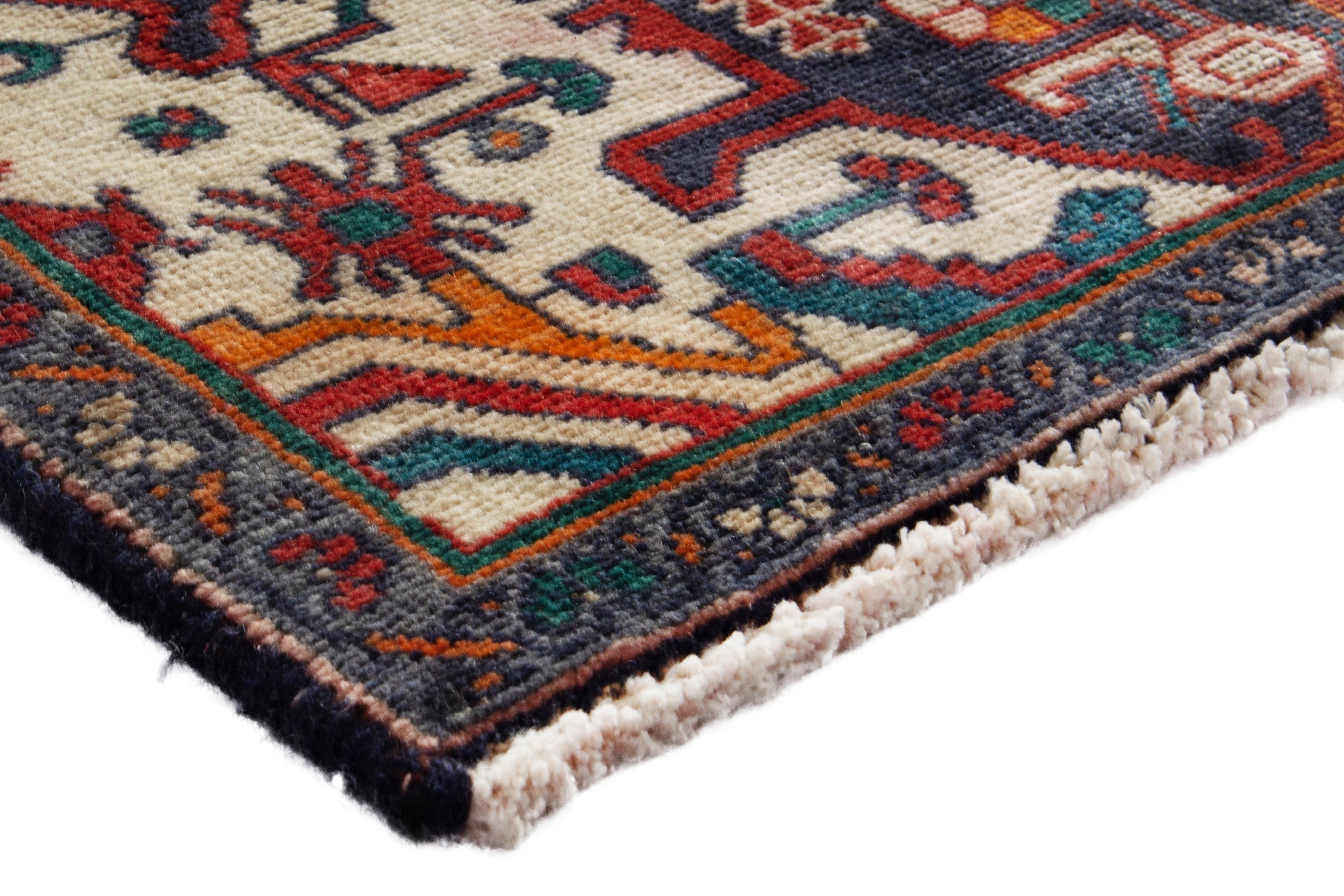 Persian Hamedan runner rug in deep red and cream, view 4 of 16
