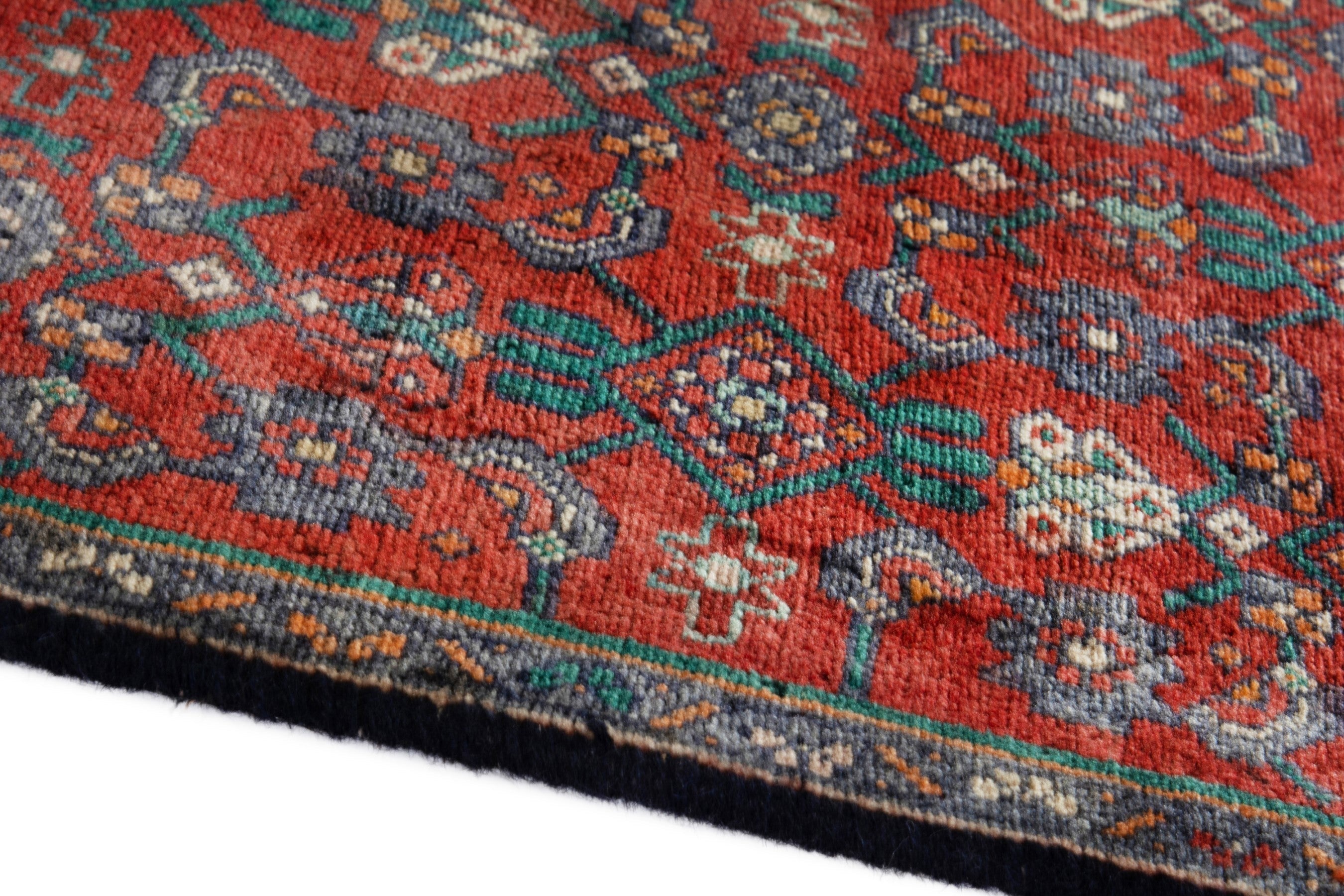 Persian Hamedan runner rug in deep red and cream, view 8 of 16