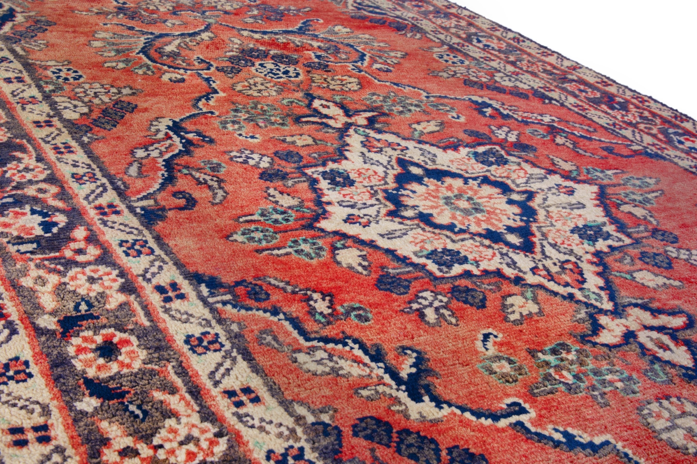 Persian Hamedan runner rug in deep red and burgundy, view 10 of 19