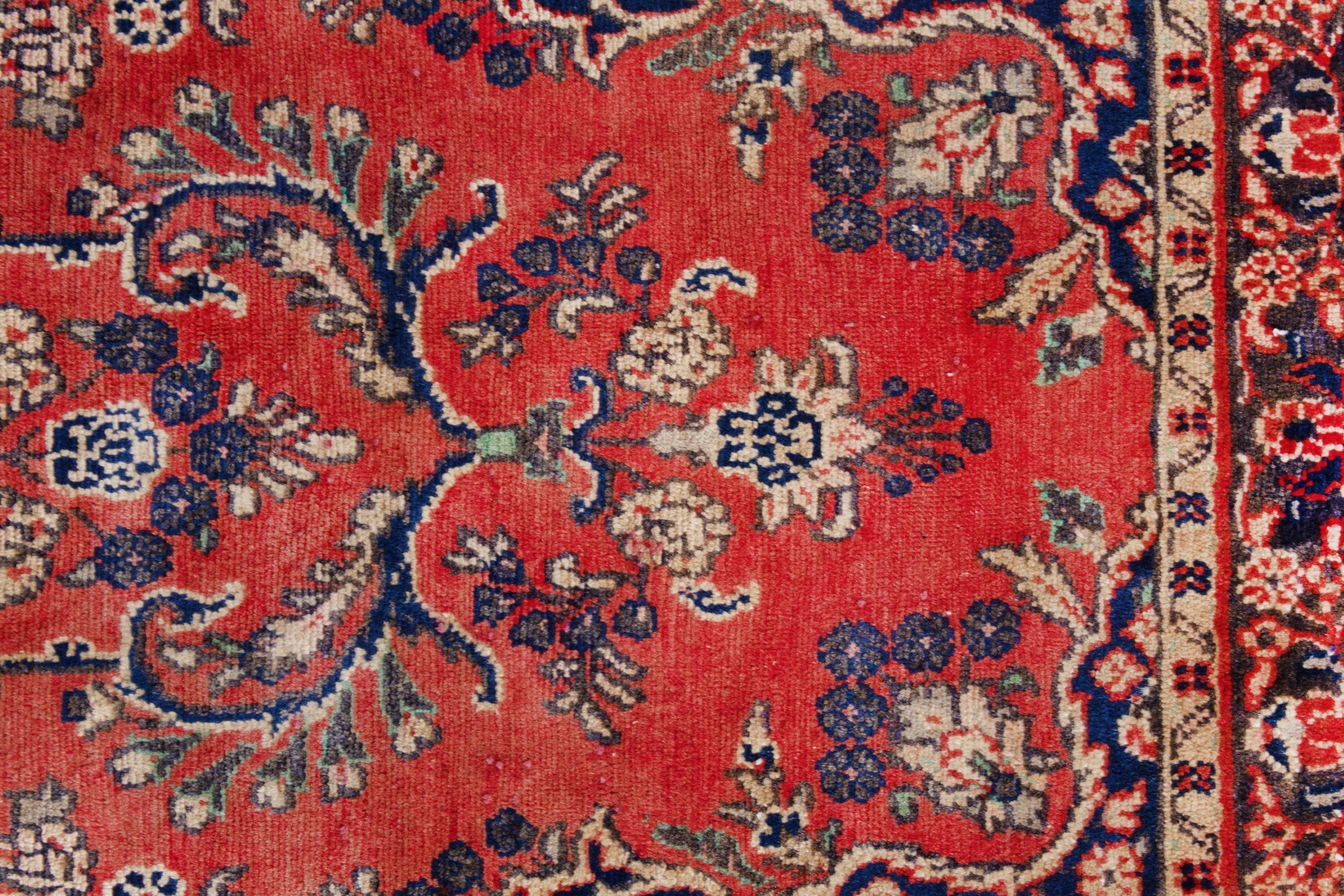 Persian Hamedan runner rug in deep red and burgundy, view 12 of 19