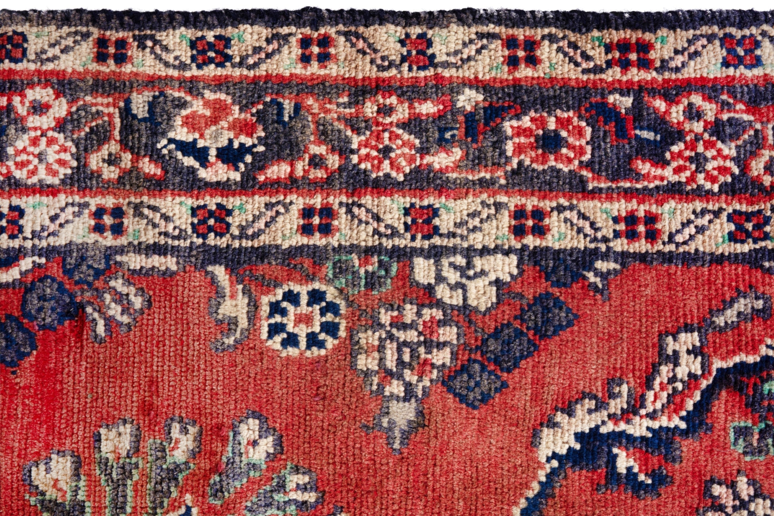 Persian Hamedan runner rug in deep red and burgundy, view 13 of 19