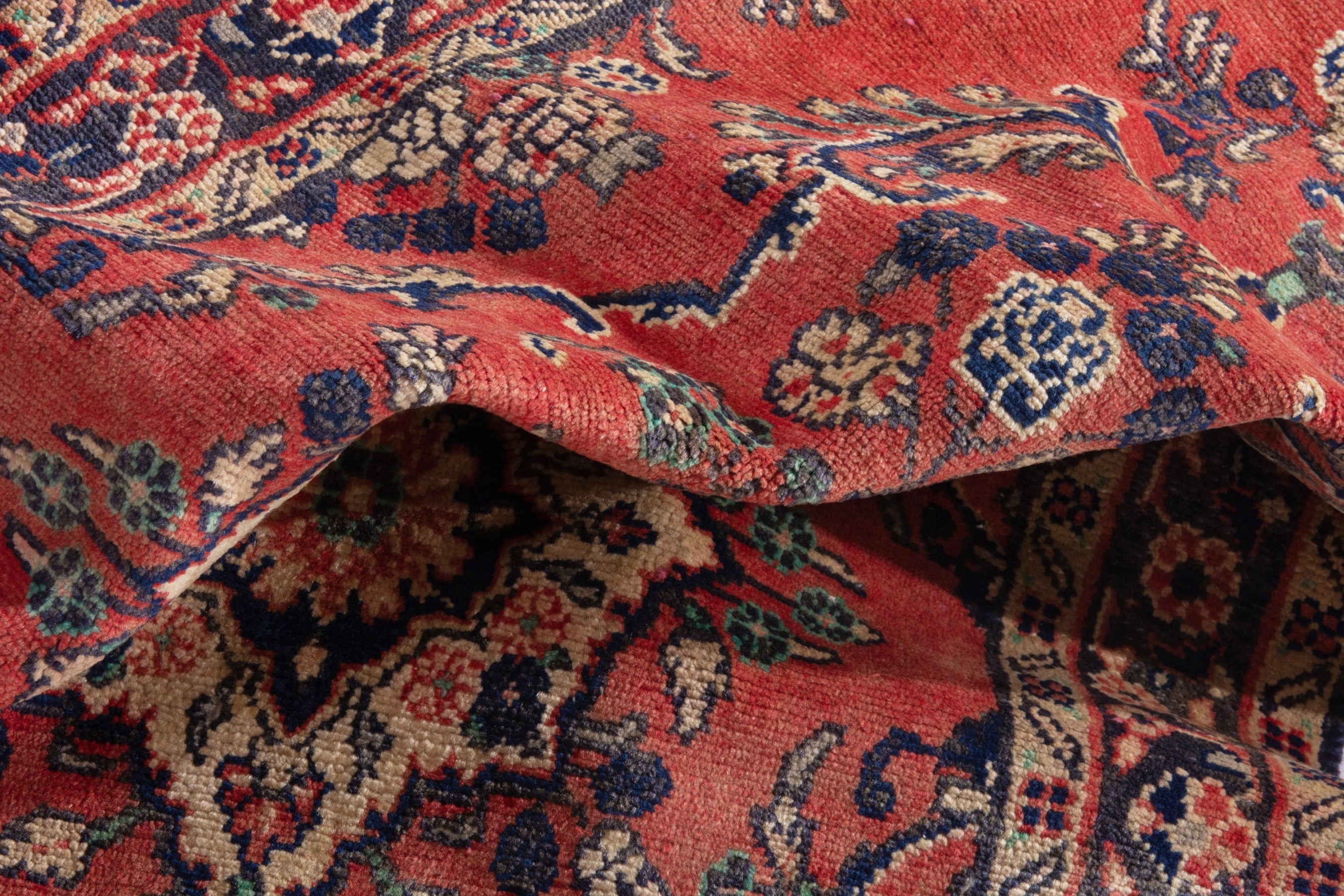 Persian Hamedan runner rug in deep red and burgundy, view 16 of 19