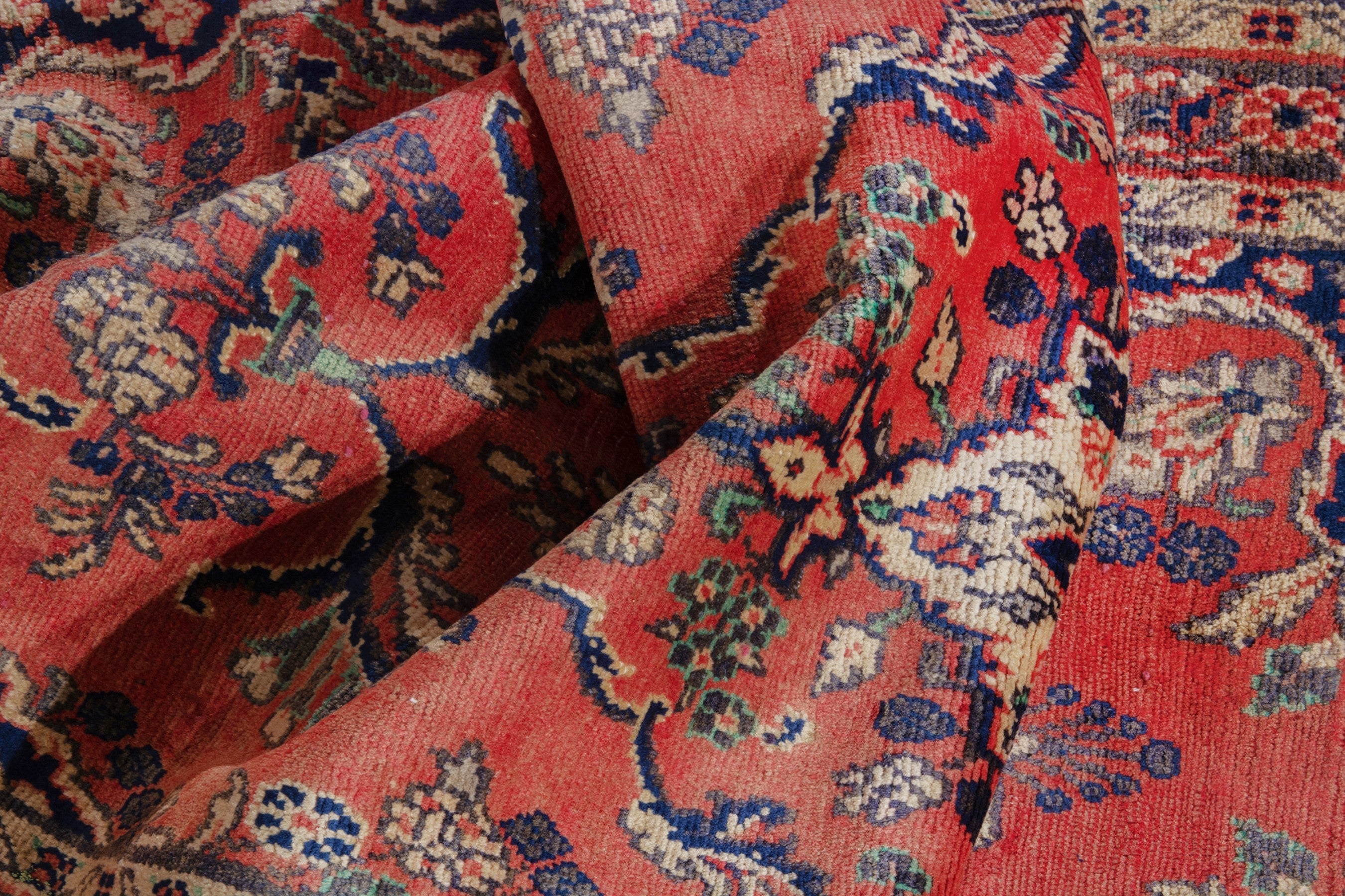 Persian Hamedan runner rug in deep red and burgundy, view 18 of 19
