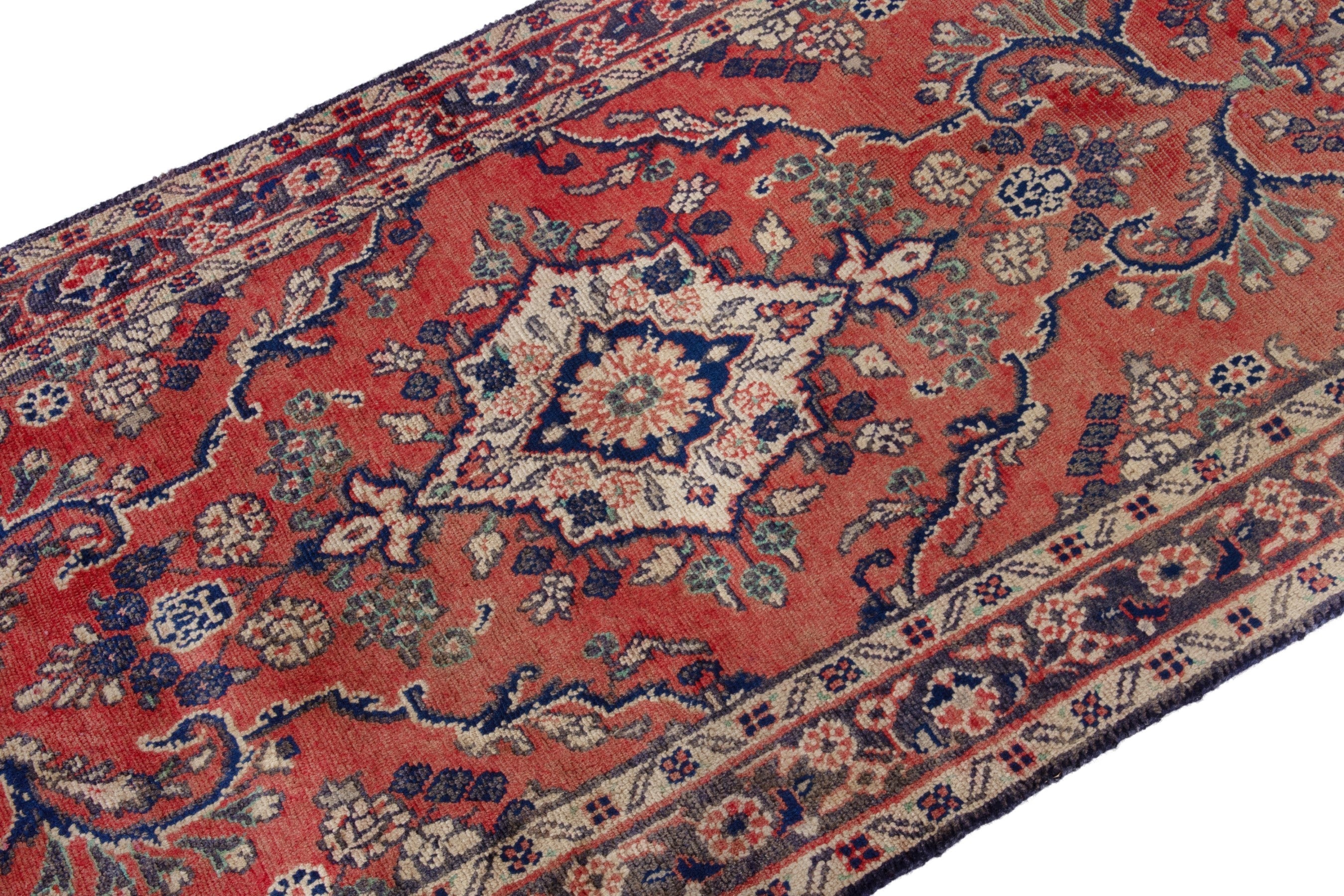 Persian Hamedan runner rug in deep red and burgundy, view 6 of 19