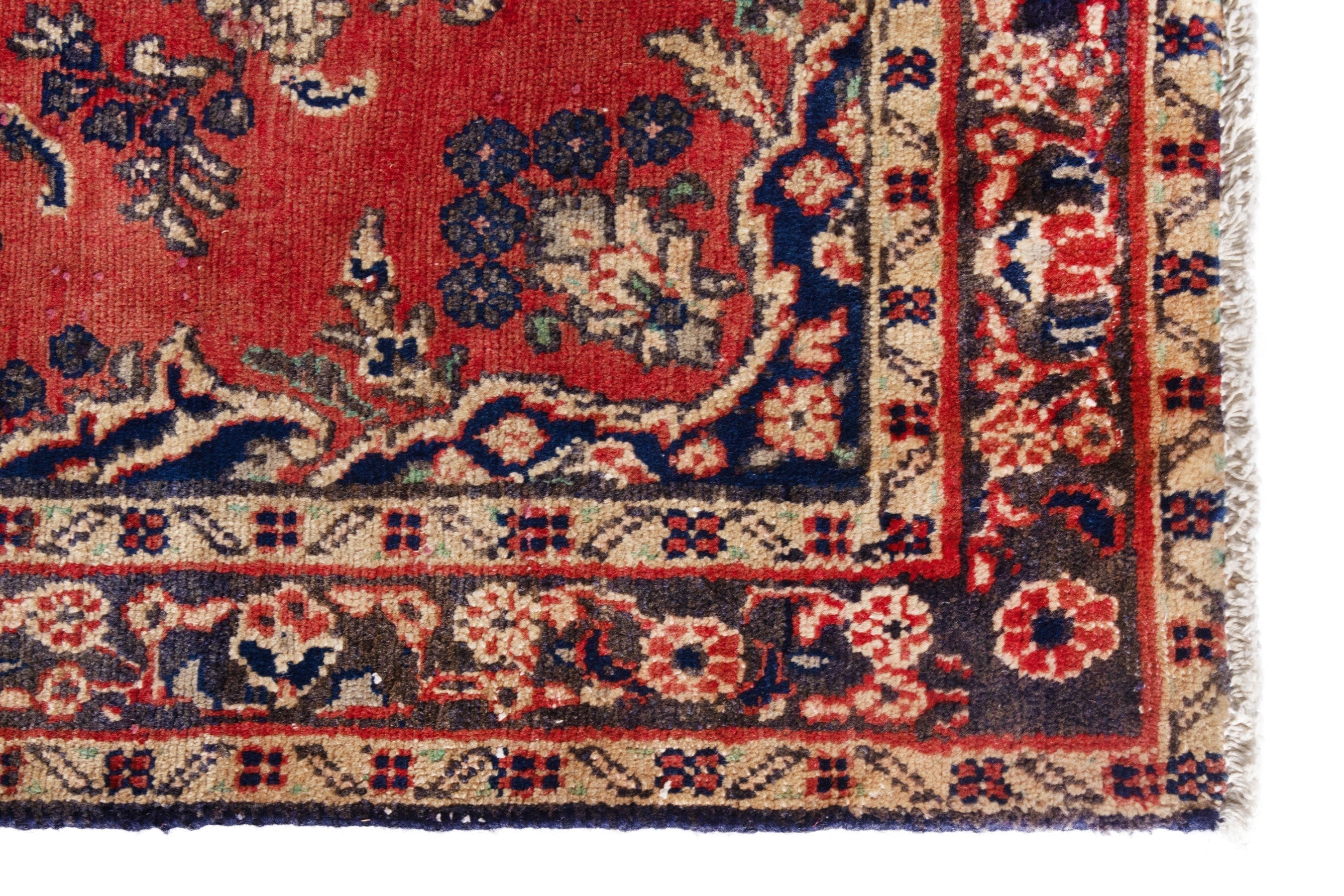 Persian Hamedan runner rug in deep red and burgundy, view 5 of 19