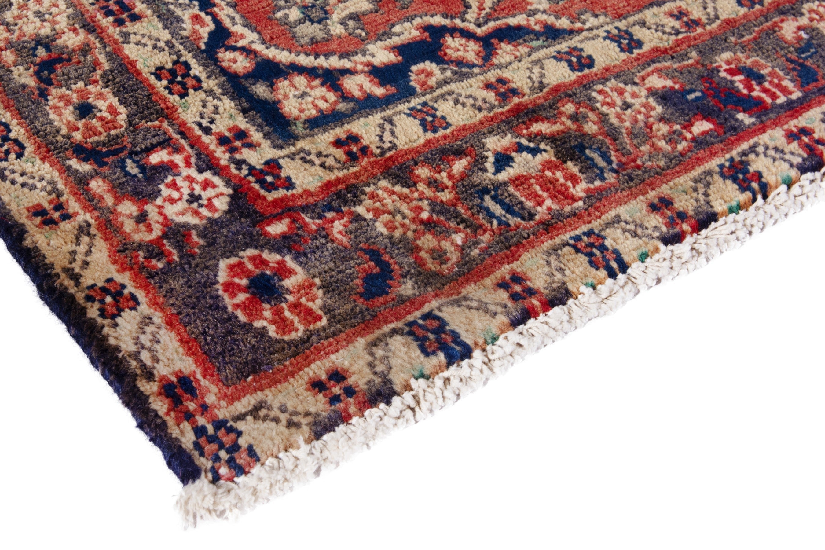 Persian Hamedan runner rug in deep red and burgundy, view 4 of 19