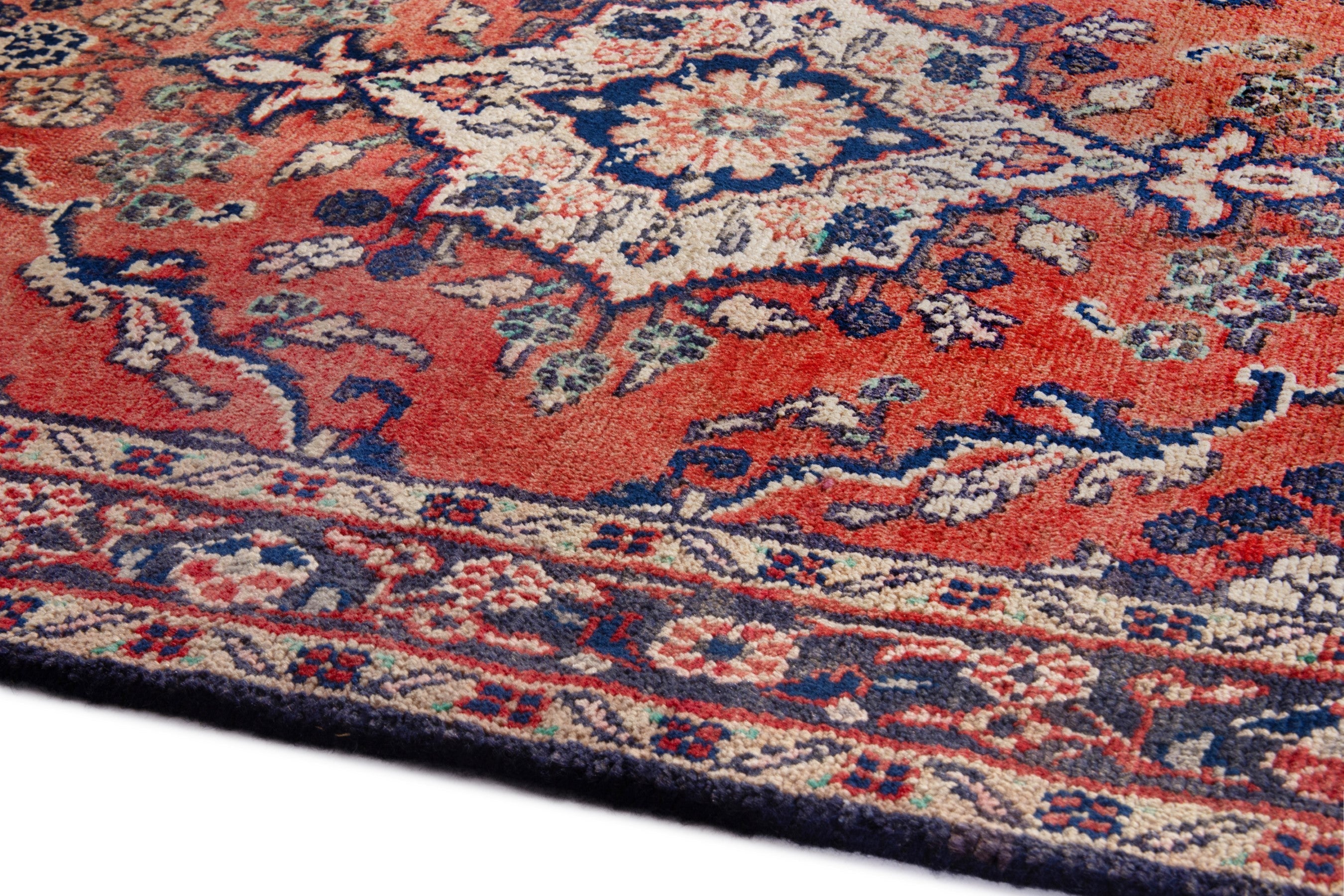 Persian Hamedan runner rug in deep red and burgundy, view 8 of 19