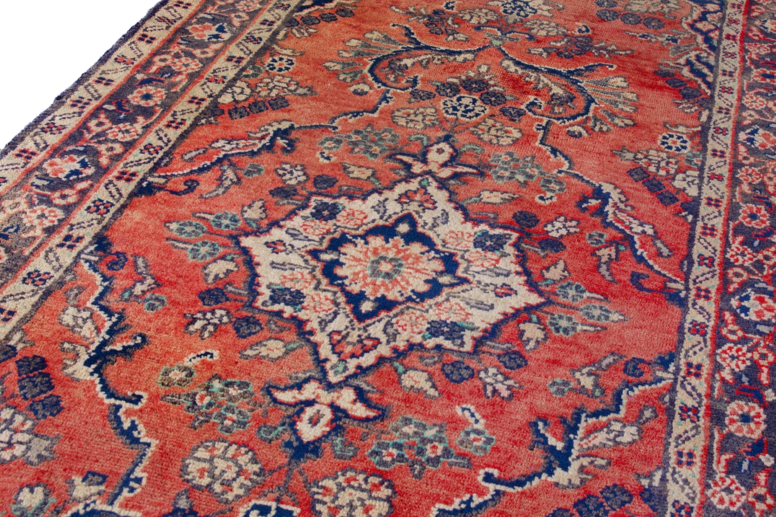 Persian Hamedan runner rug in deep red and burgundy, view 9 of 19