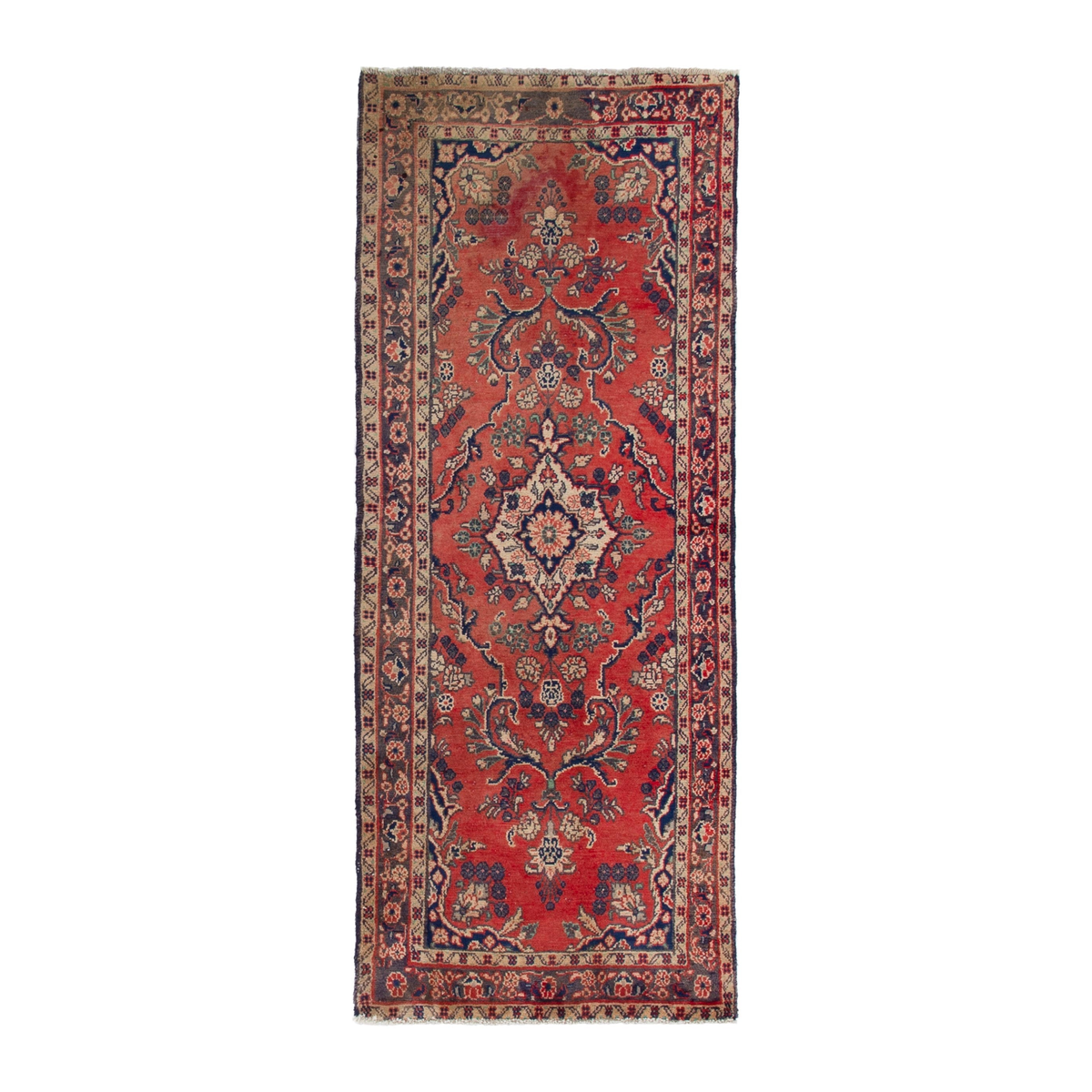 Persian Hamedan runner rug in deep red and burgundy, 2'9" x 6'11"