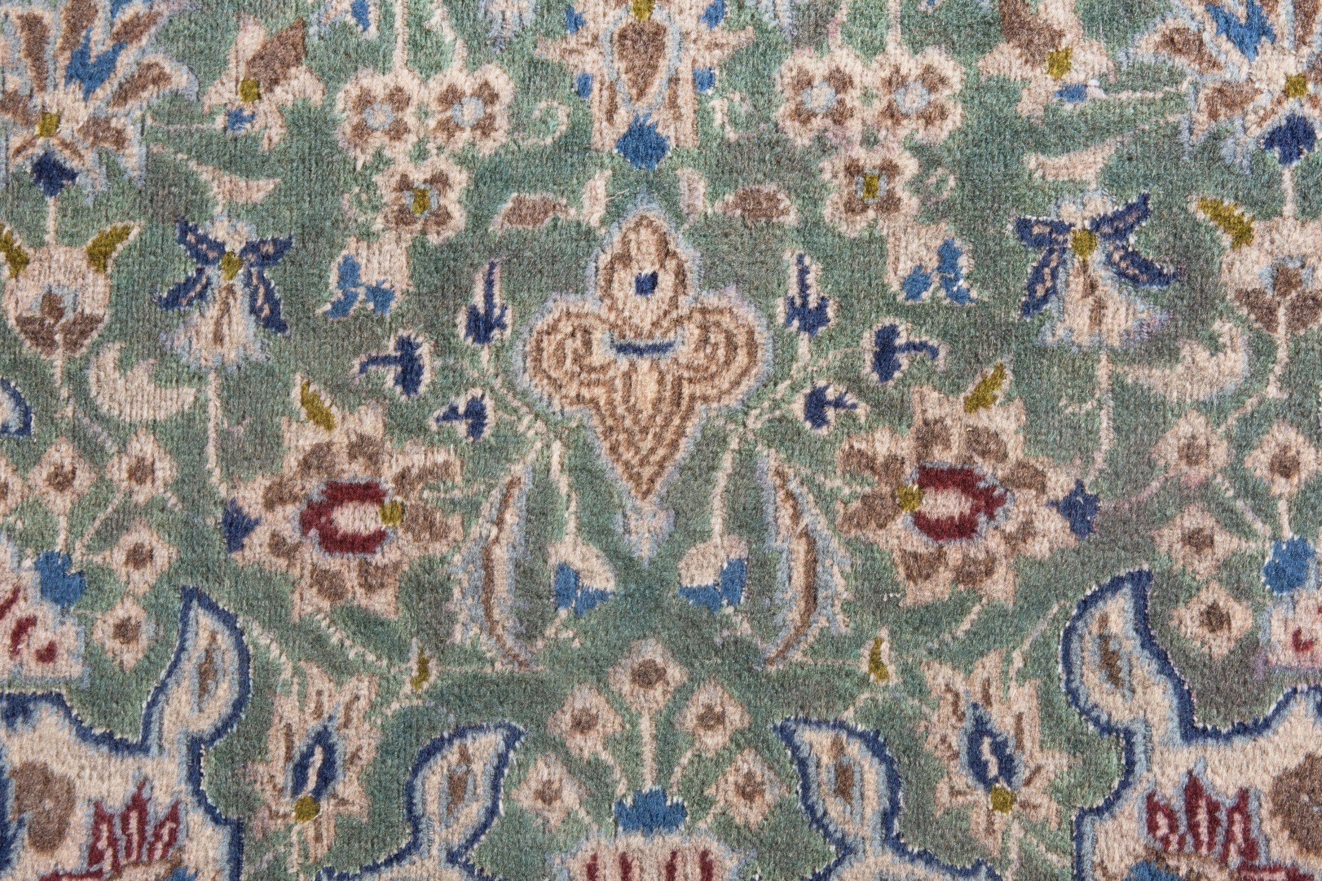 Persian Nain accent rug in sage and terracotta, view 11 of 16