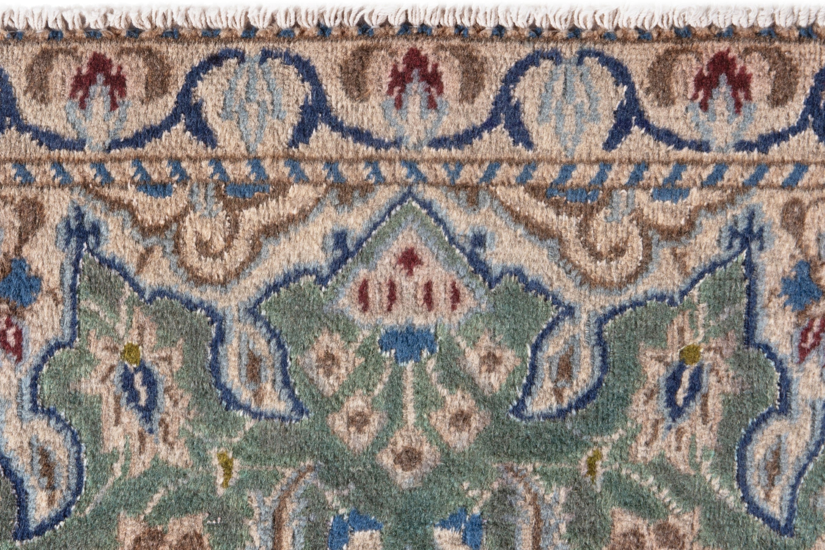 Persian Nain accent rug in sage and terracotta, view 12 of 16