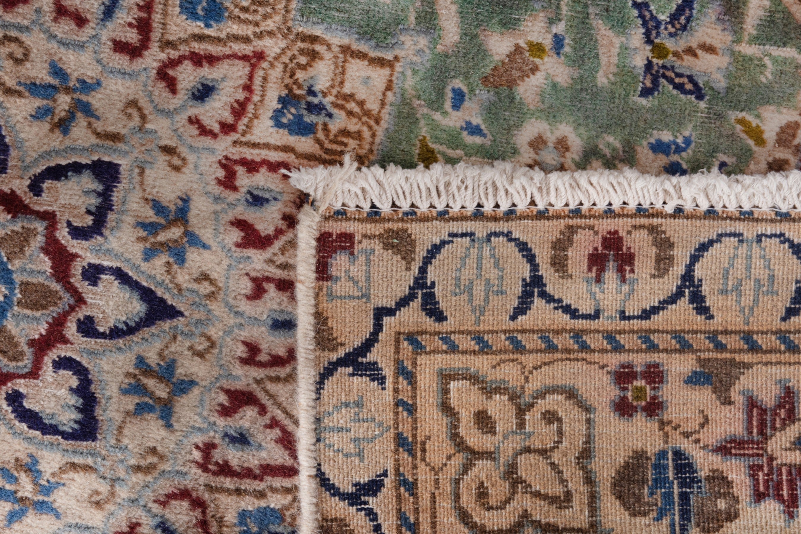 Persian Nain accent rug in sage and terracotta, view 16 of 16