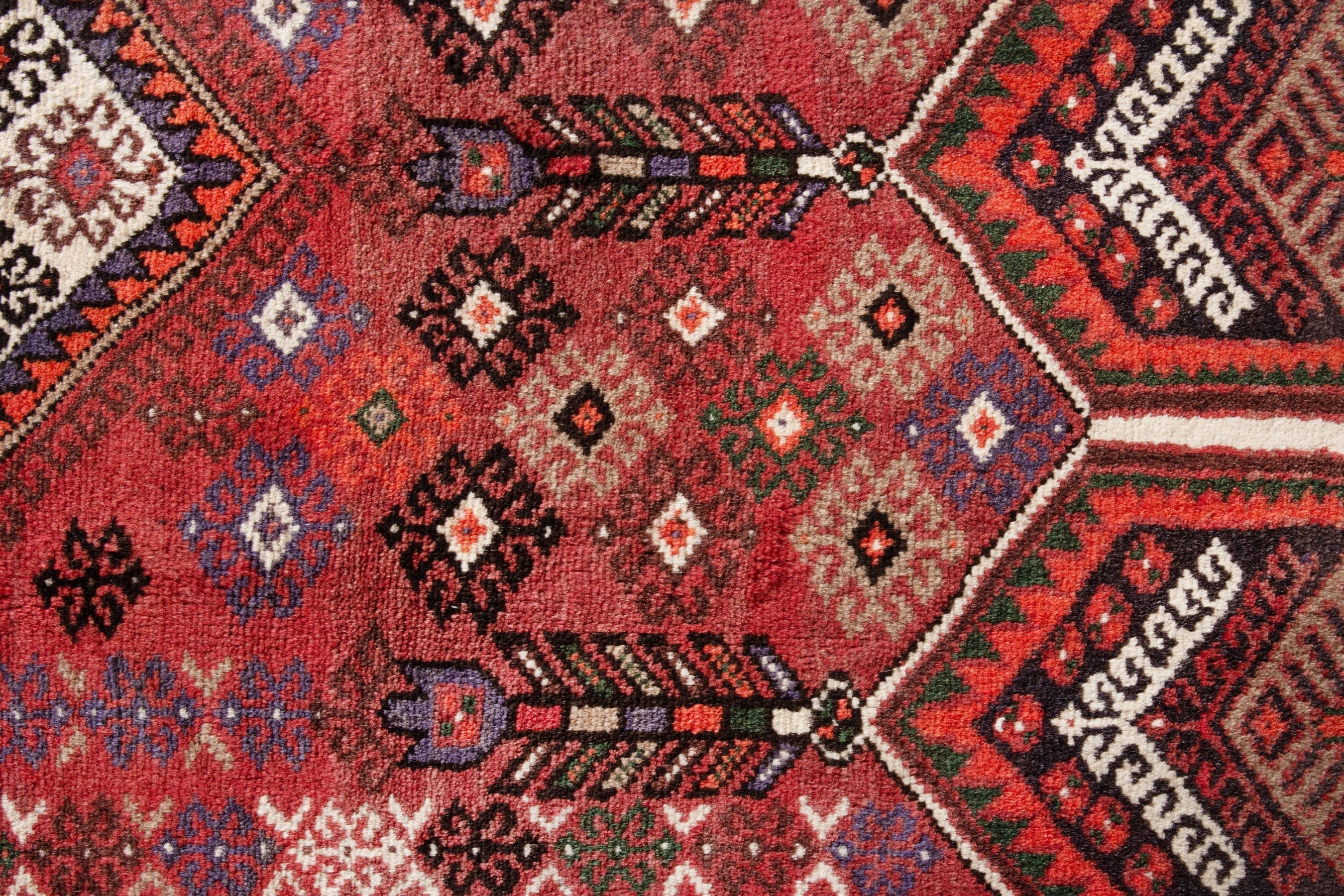 Persian Hamedan accent rug in deep red and burgundy, view 11 of 18