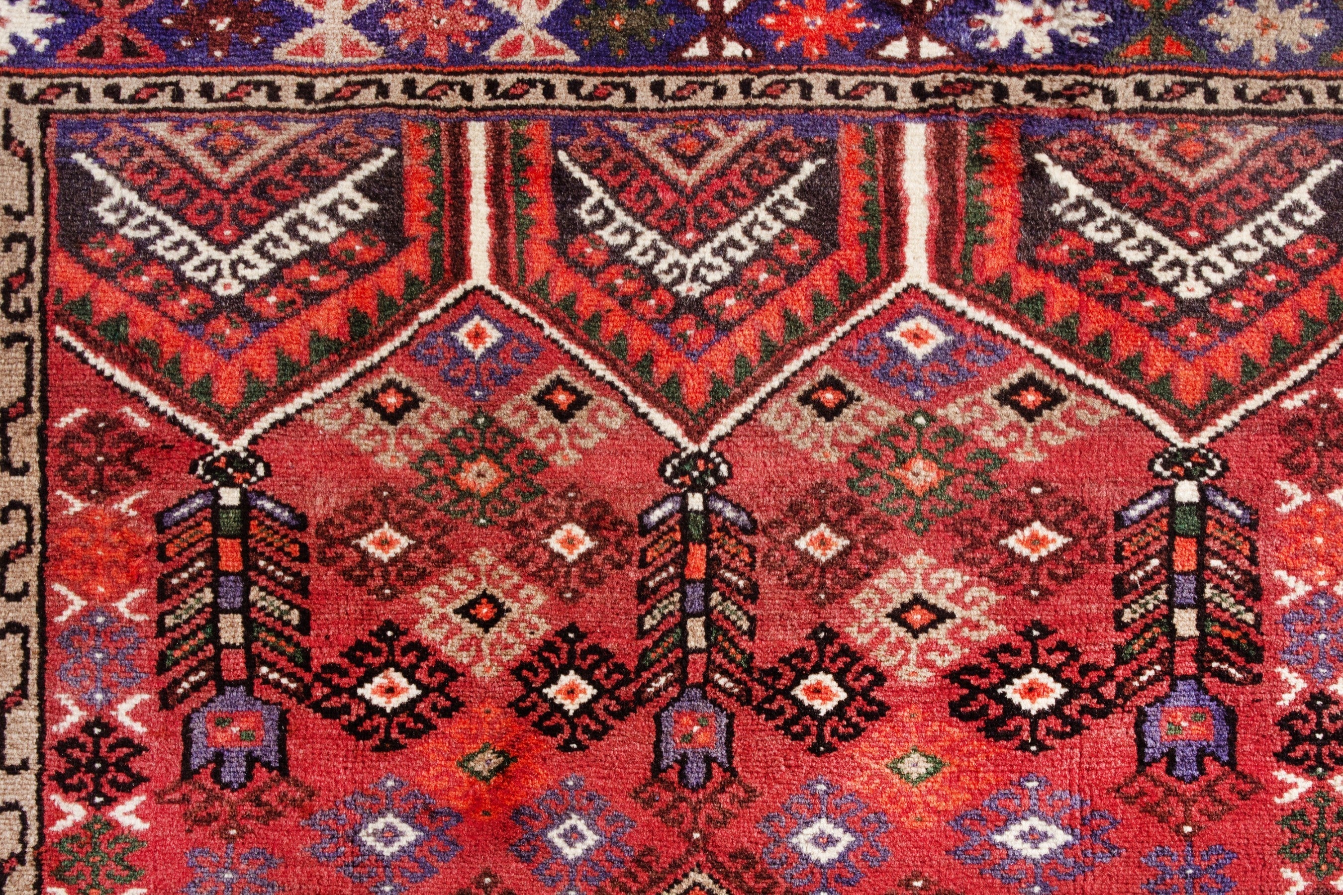 Persian Hamedan accent rug in deep red and burgundy, view 12 of 18