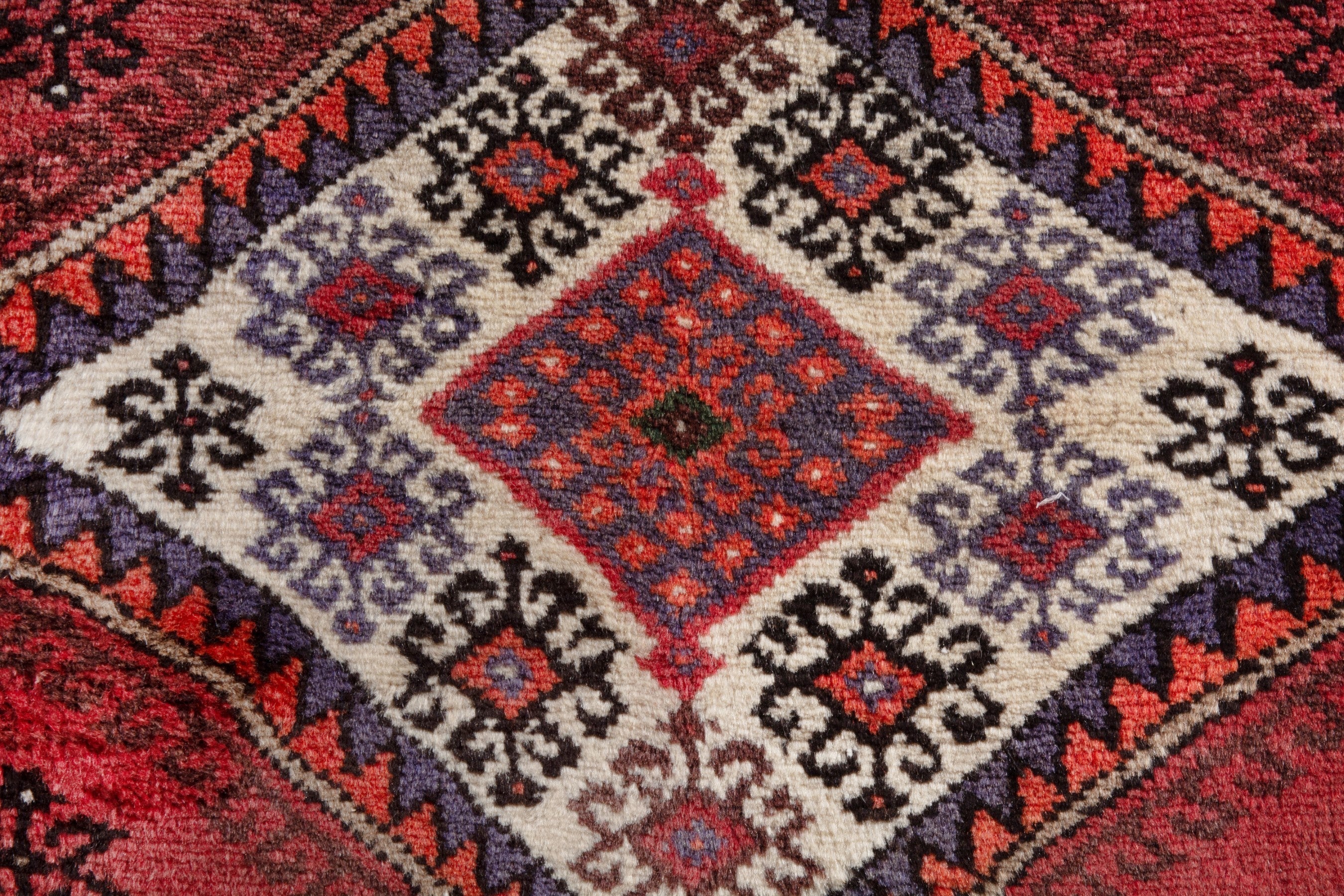 Persian Hamedan accent rug in deep red and burgundy, view 13 of 18